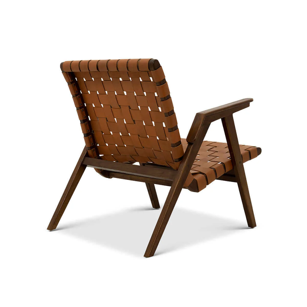 David Genuine Leather Teak Lounge Chair - Image 4