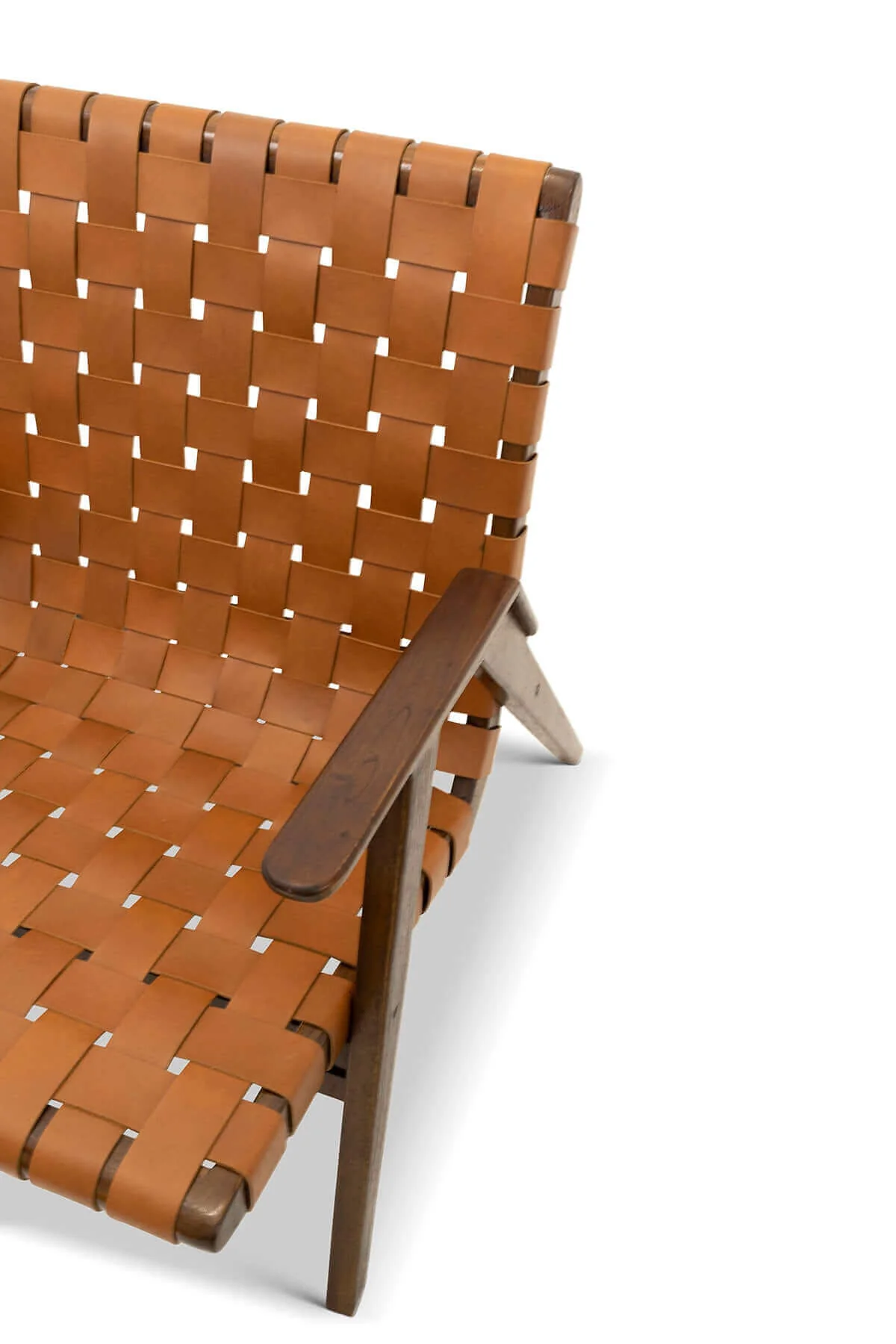 David Genuine Leather Teak Lounge Chair - Image 6