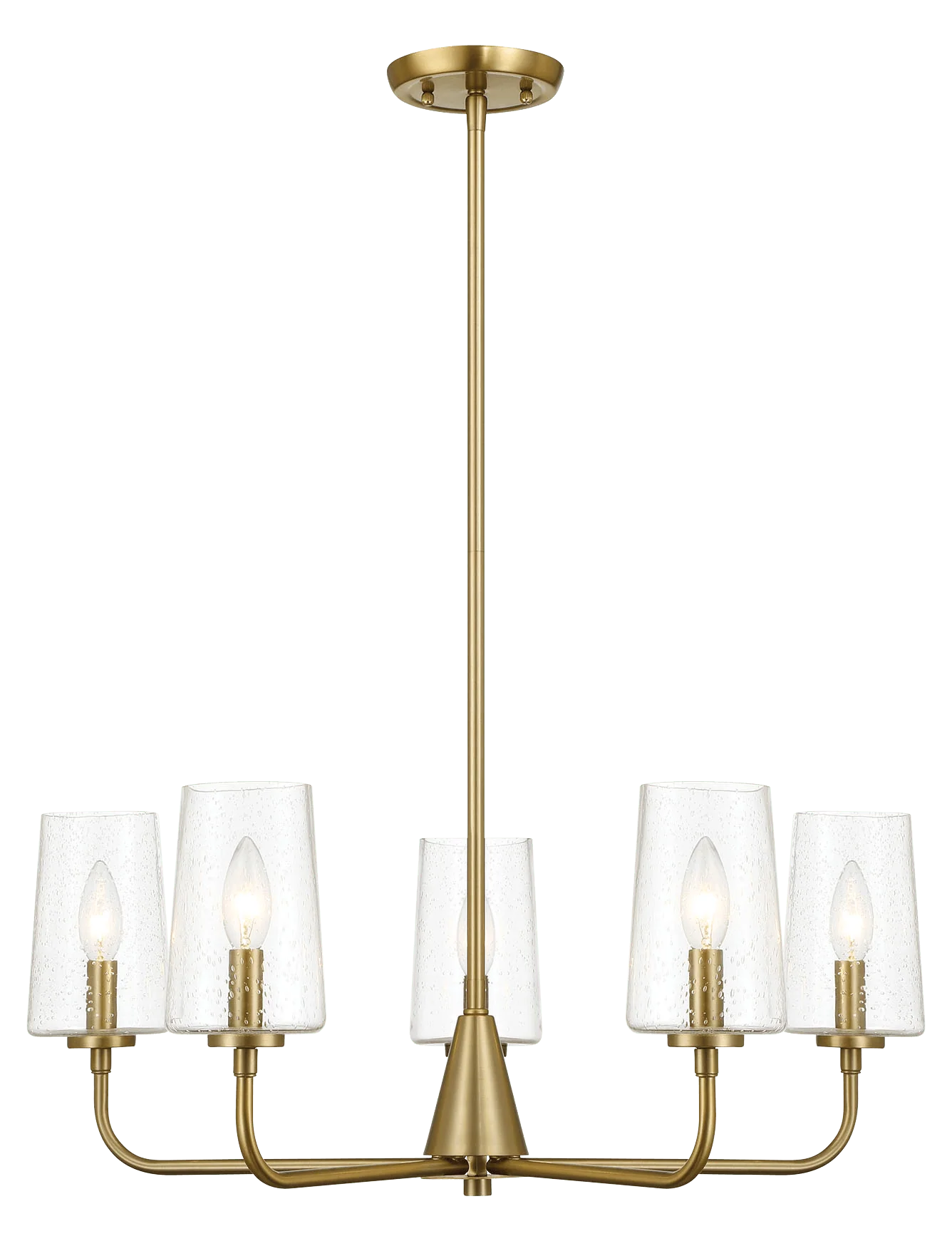 Dazzle Five Lights Chandelier With Clear Seeded Glass -Satin Brass - Image 3