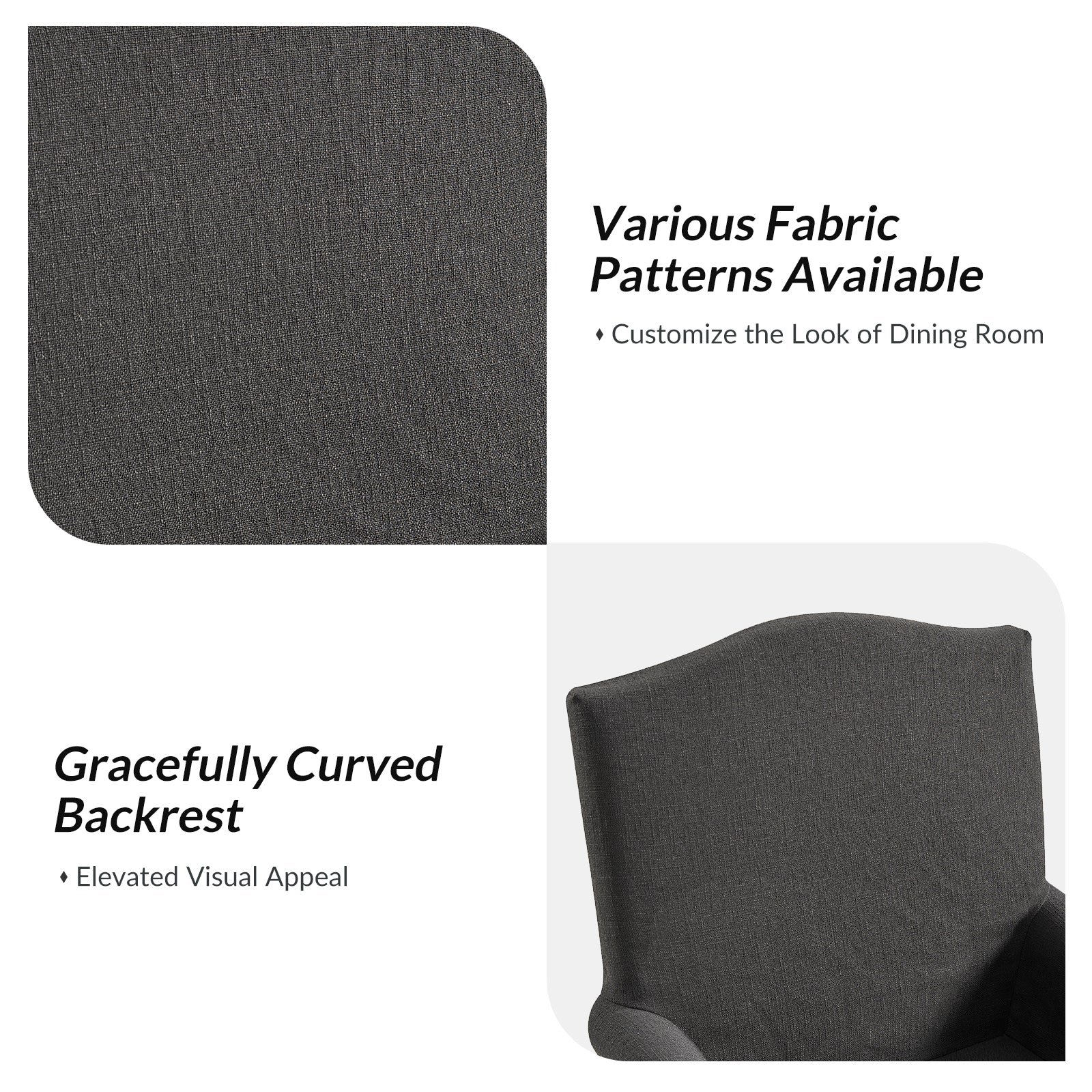 Kanrad Slipcover Dining Chair with Casters in Charcoal - Image 4