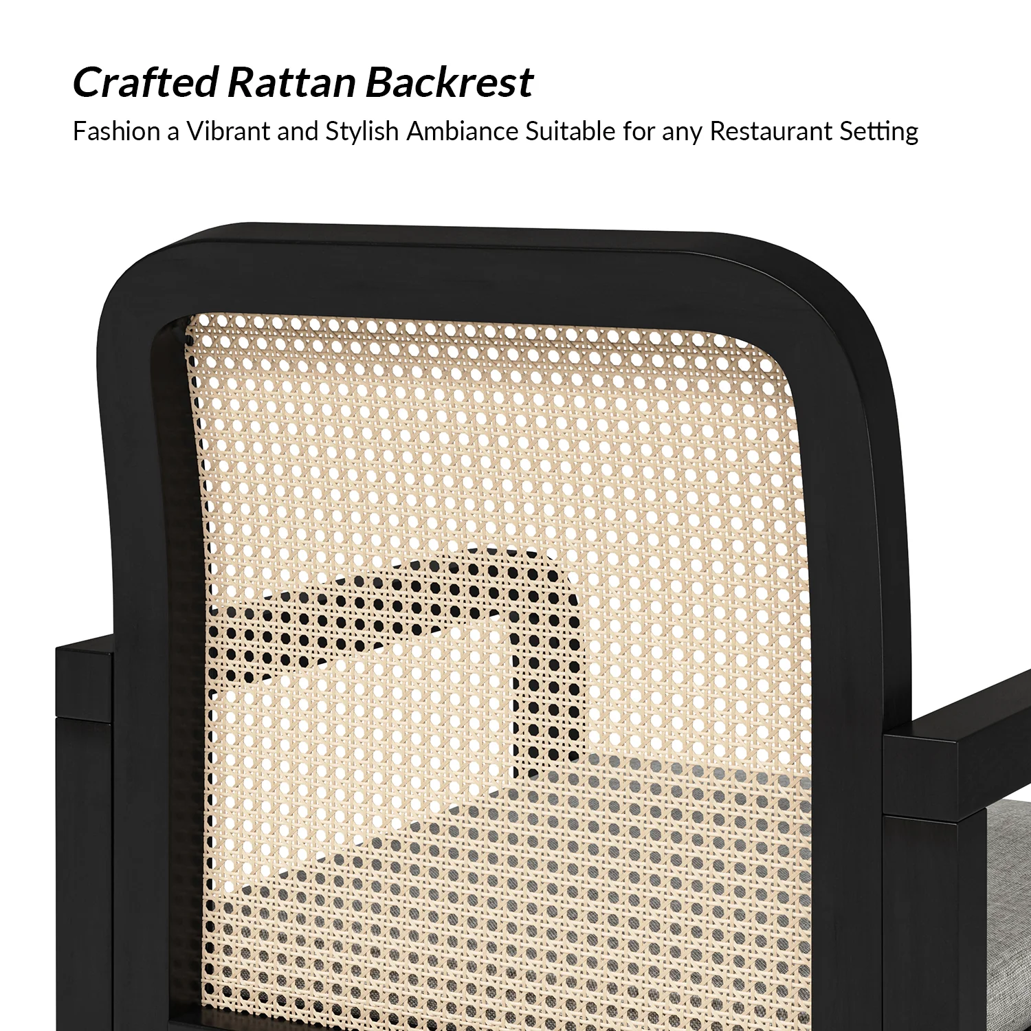 Antoine Ratten Dining Chair Set of 2 in Black - Image 3