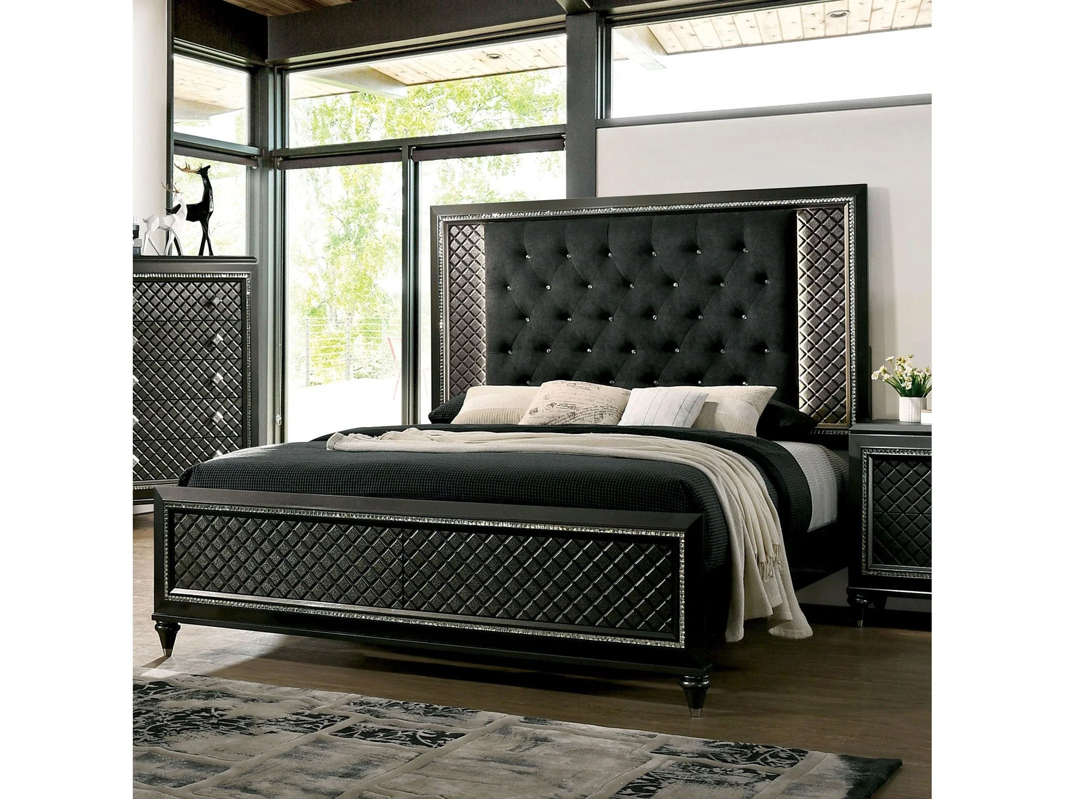 Demetria Metallic Gray California King Bed