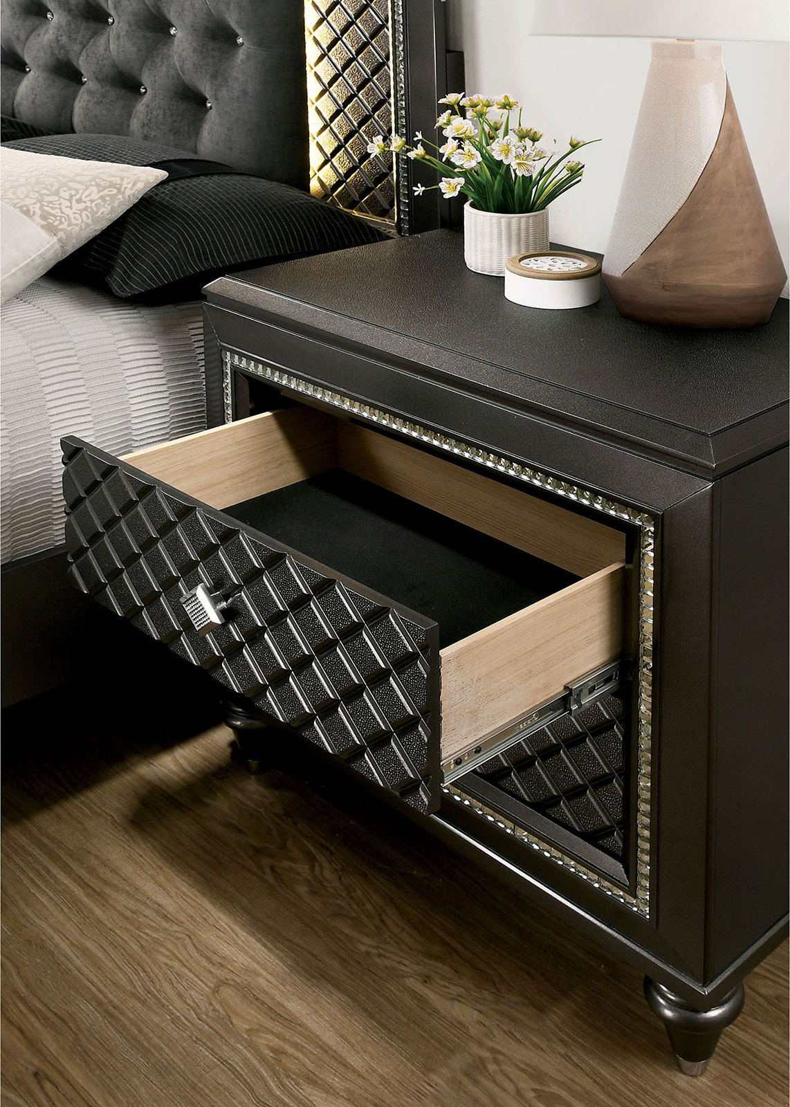 Demetria Metallic Gray Nightstand - Image 2