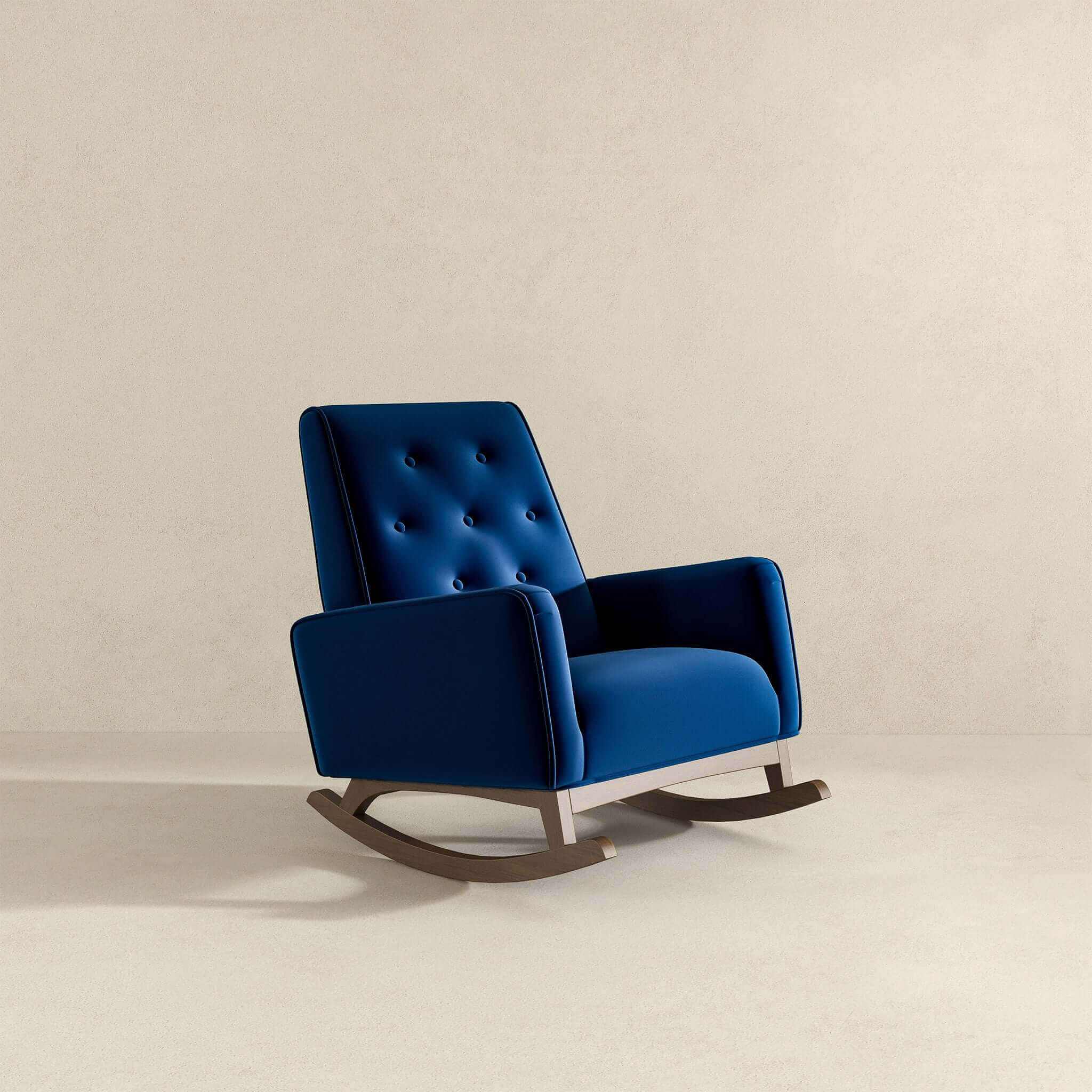Demetrius  Dark Blue Velvet Solid Wood Rocking Chair - Image 6