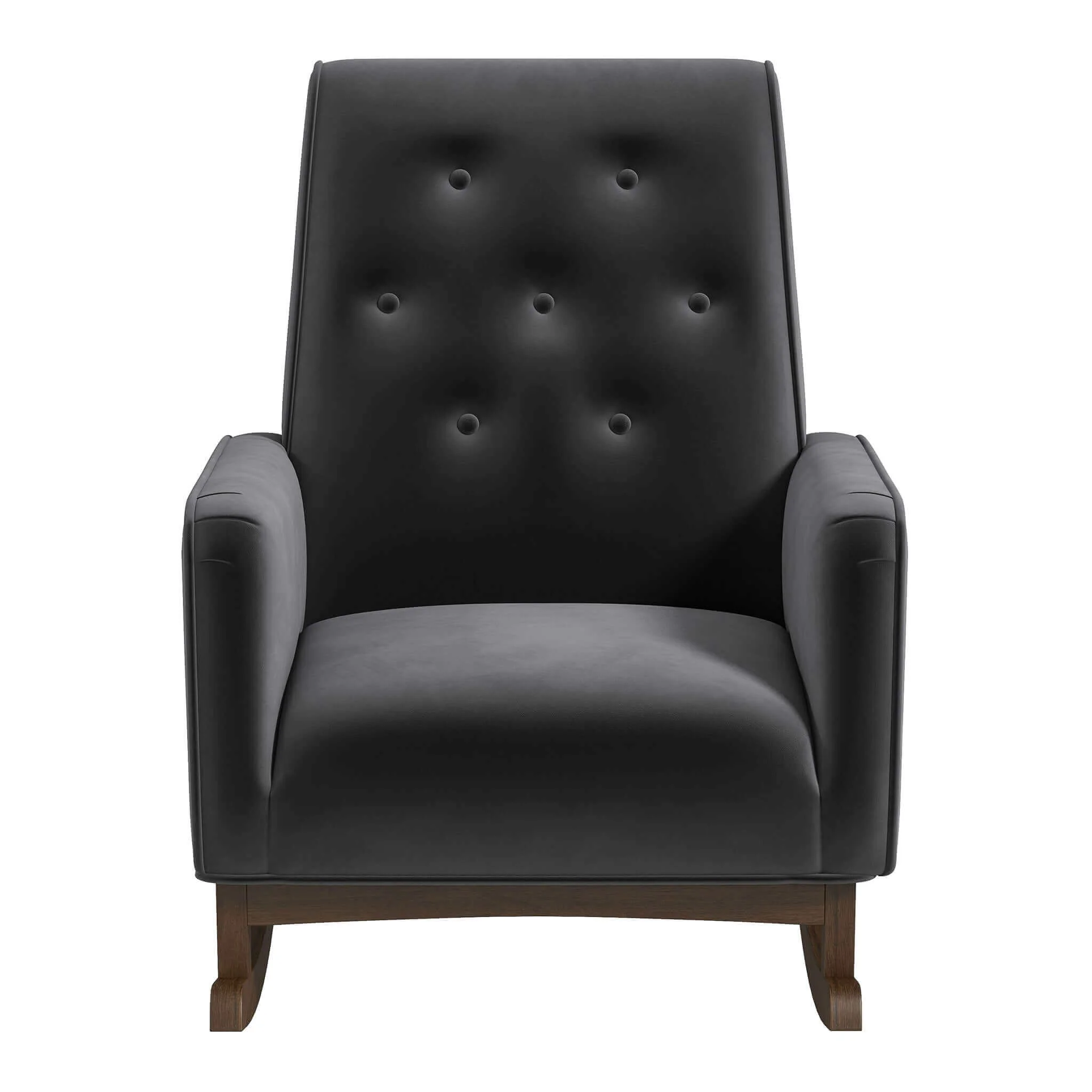 Demetrius  Dark Grey Fabric Solid Wood Rocking Chair - Image 8