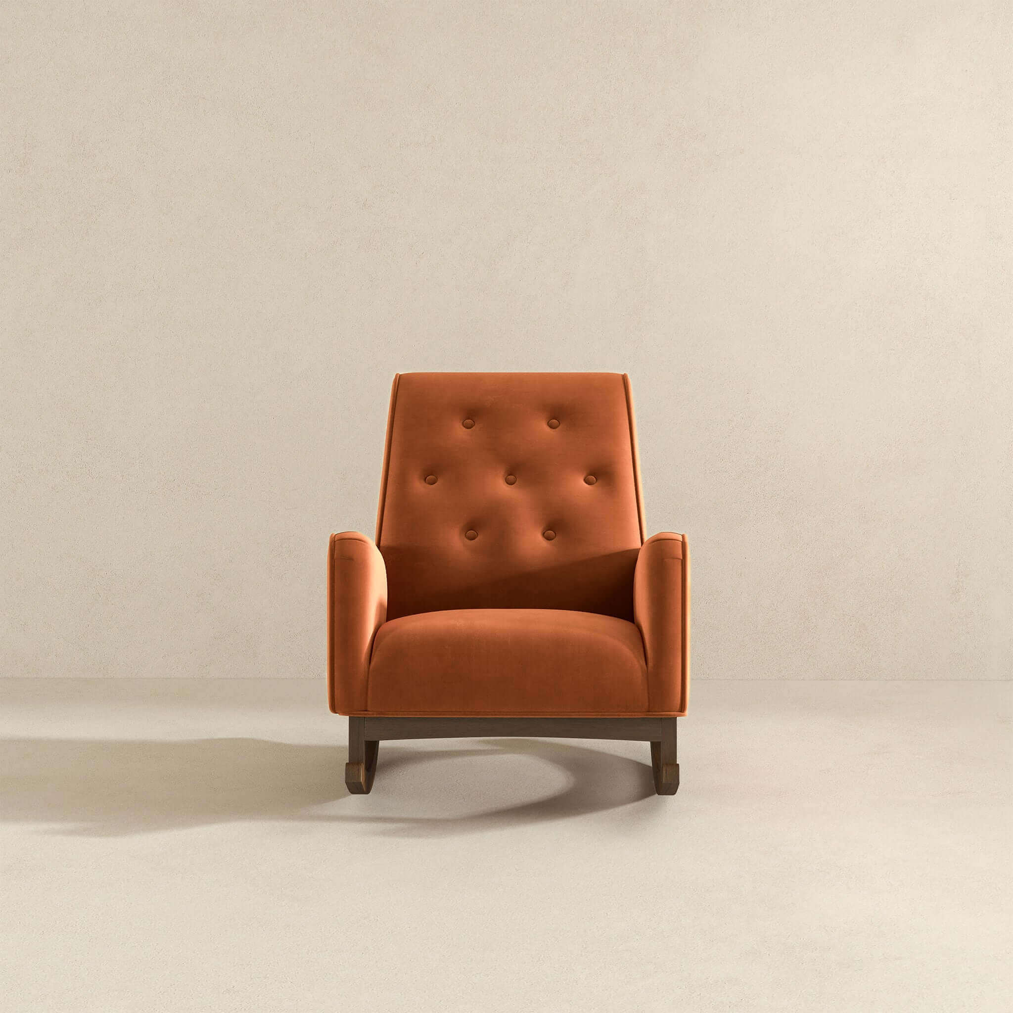 Demetrius Orange Velvet Solid Wood Rocking Chair - Image 3