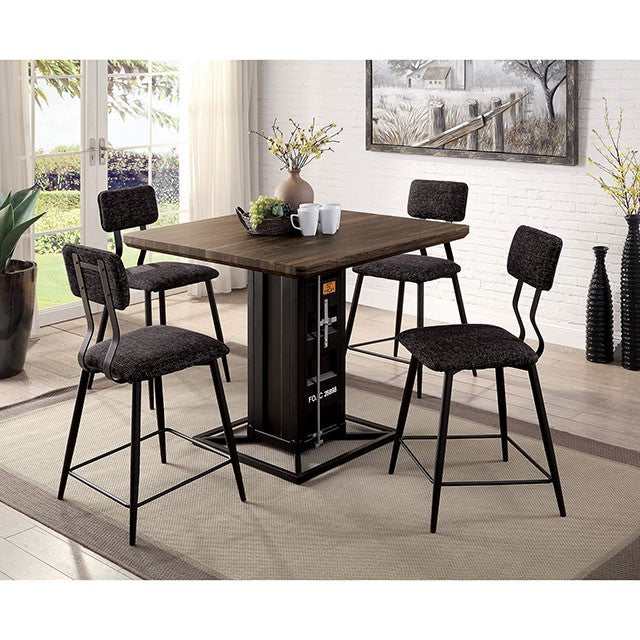 Dicarda Distressed Walnut/Sand Black Counter Height Dining Table - Image 2