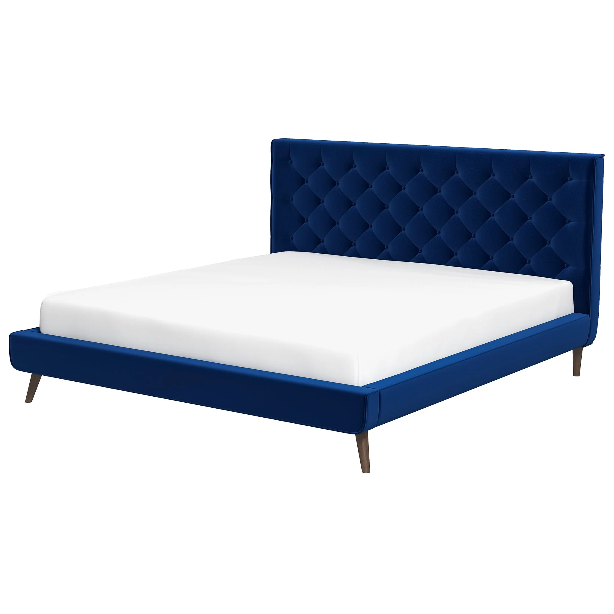 Dillon Blue Velvet Platform Bed (King Size) - Image 7