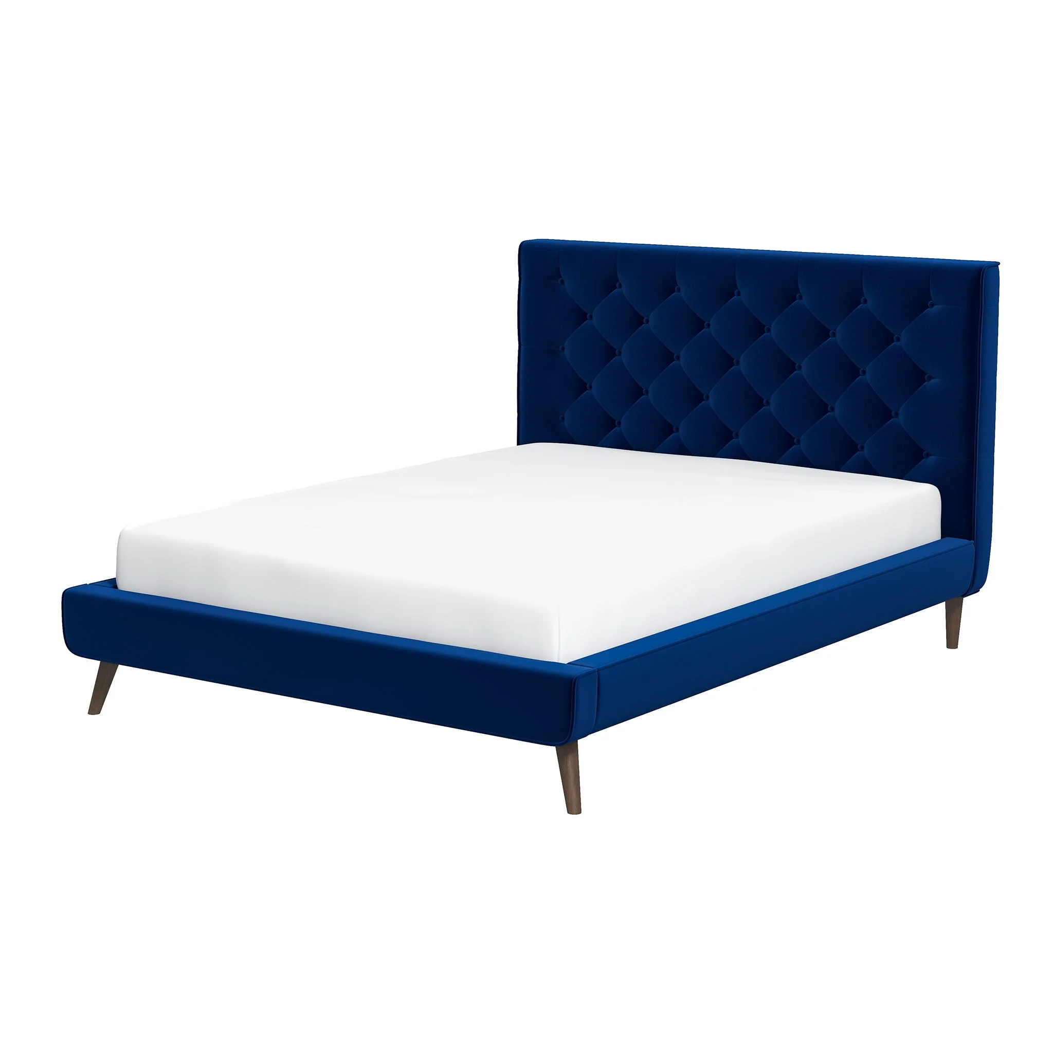 Dillon Blue Velvet Platform Bed (Queen Size) - Image 7