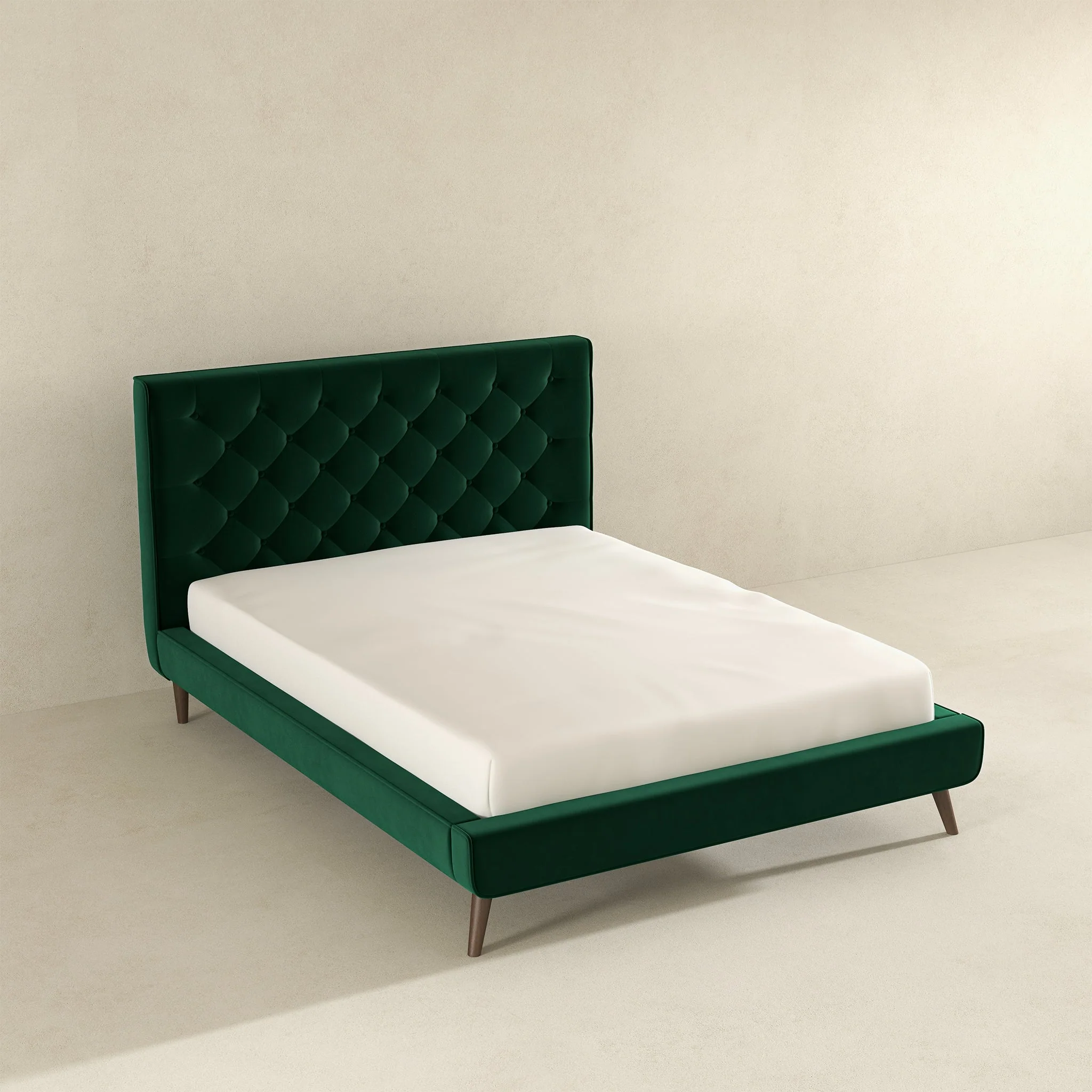 Dillon  Dark Green Velvet Platform Bed (Queen Size) - Image 4