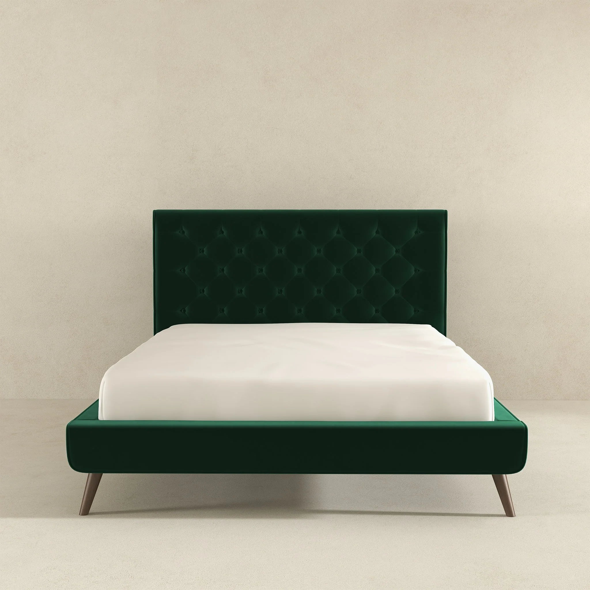 Dillon  Dark Green Velvet Platform Bed (Queen Size) - Image 5