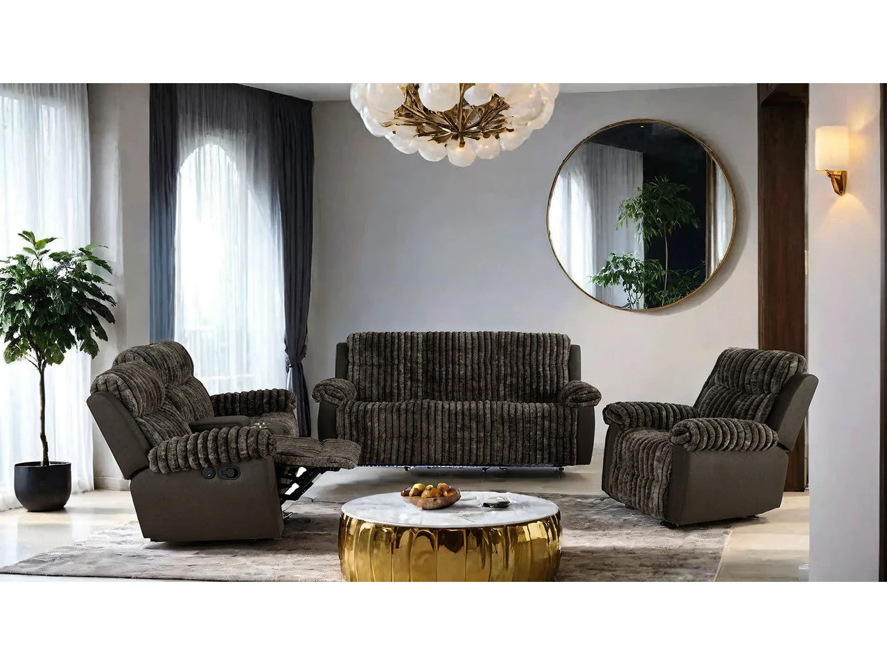 Dionysus Brown Manual Reclining Loveseat w/ Console