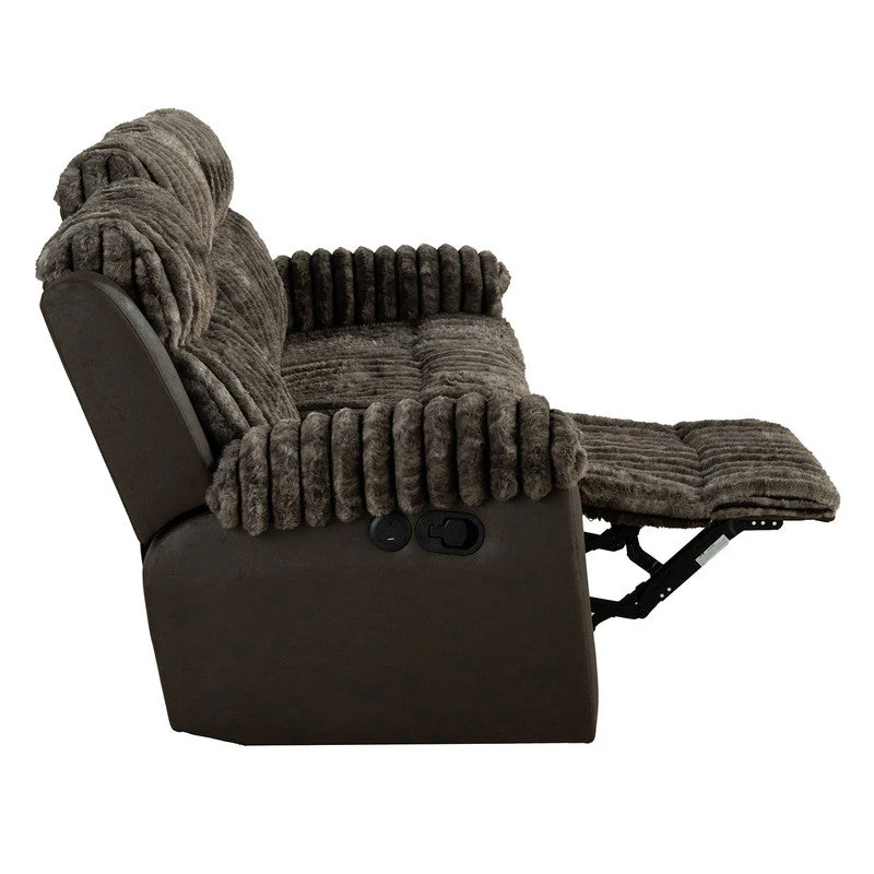 Dionysus Brown Manual Reclining Sofa w/ USB & LED - Image 4