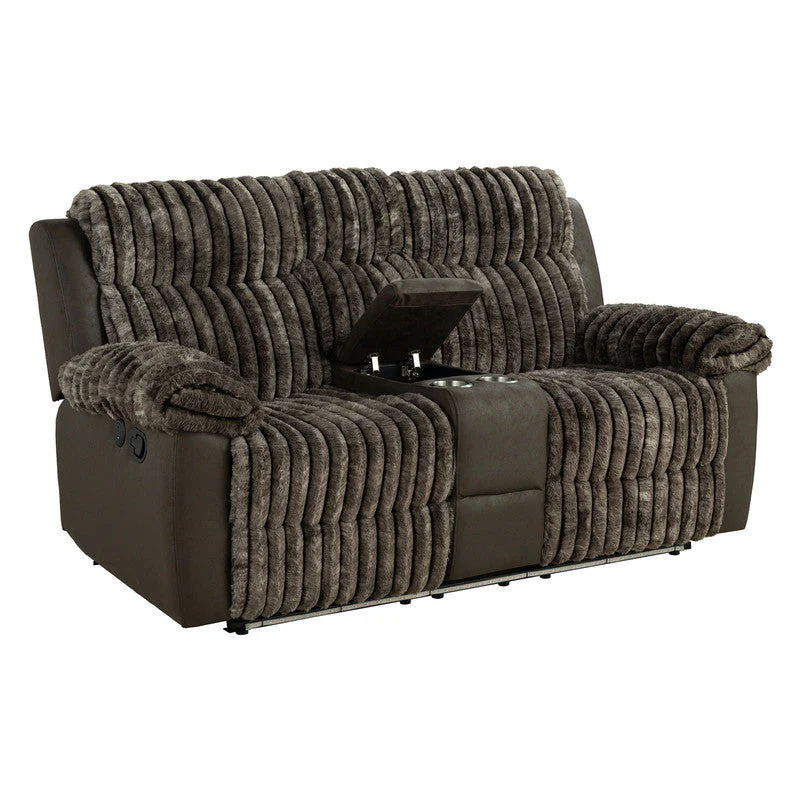 Dionysus Brown Manual Reclining Sofa w/ USB & LED - Image 5