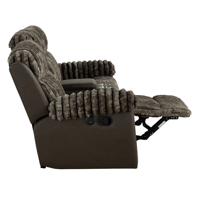 Dionysus Brown Manual Reclining Sofa w/ USB & LED - Image 6