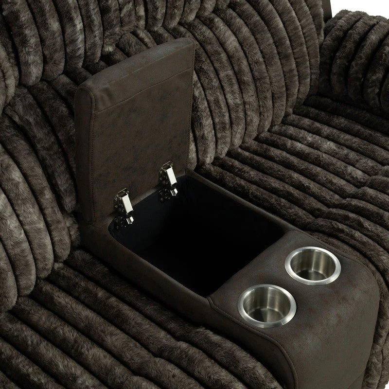 Dionysus Brown Manual Reclining Sofa w/ USB & LED - Image 7