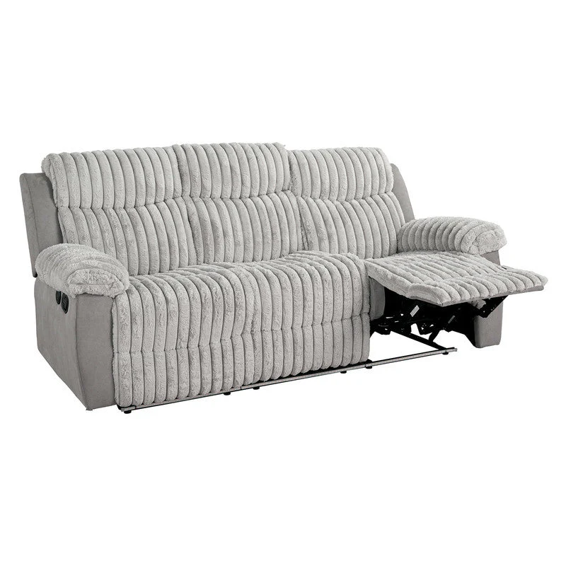 Dionysus Gray Manual Reclining Sofa w/ USB & LED - Image 2
