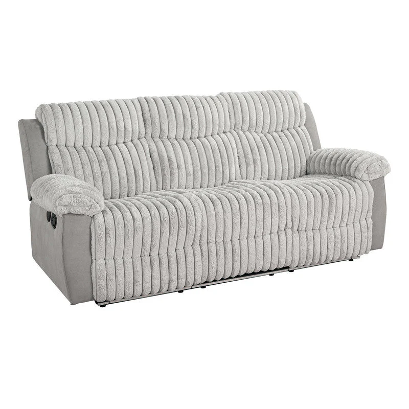 Dionysus Gray Manual Reclining Sofa w/ USB & LED - Image 3