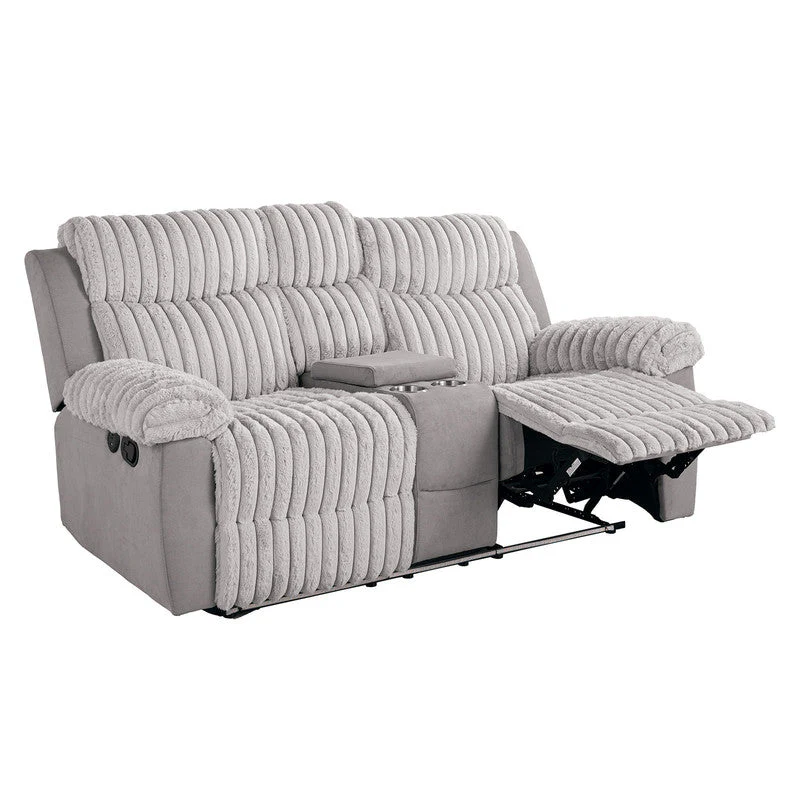 Dionysus Gray Manual Reclining Sofa w/ USB & LED - Image 5