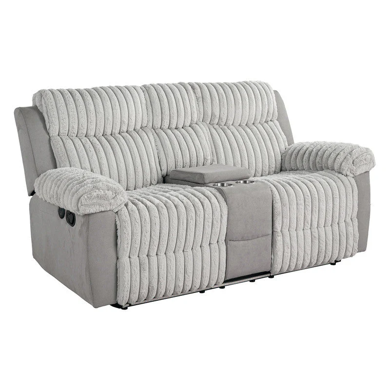 Dionysus Gray Manual Reclining Sofa w/ USB & LED - Image 7