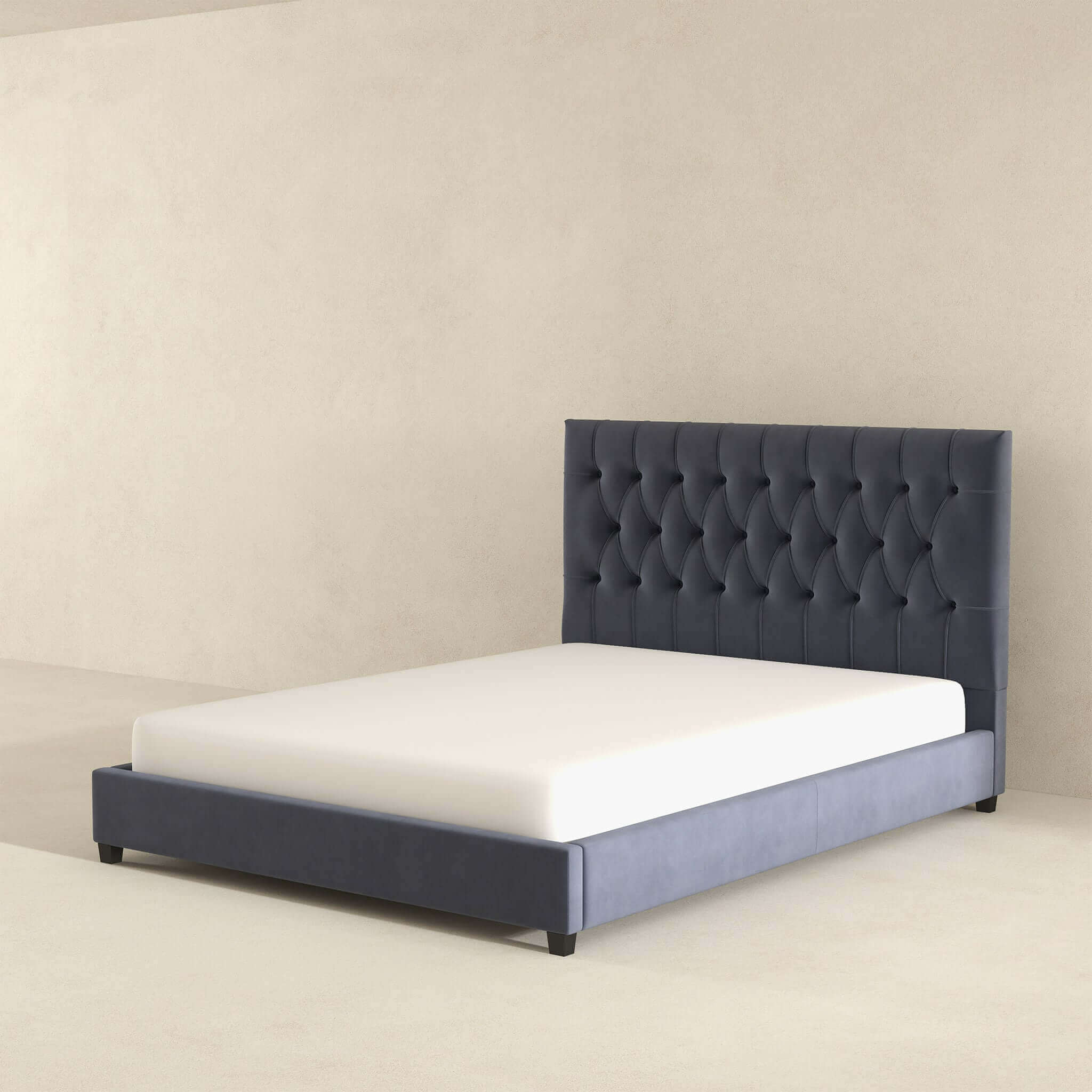 Donald Mid Century Modern Grey Velvet Platform Bed King - Image 6