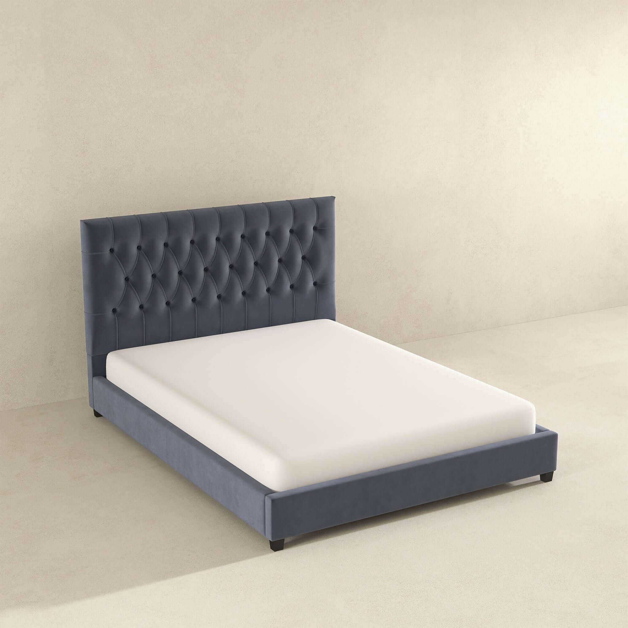 Donald Mid Century Modern Grey Velvet Platform Bed Queen - Image 5