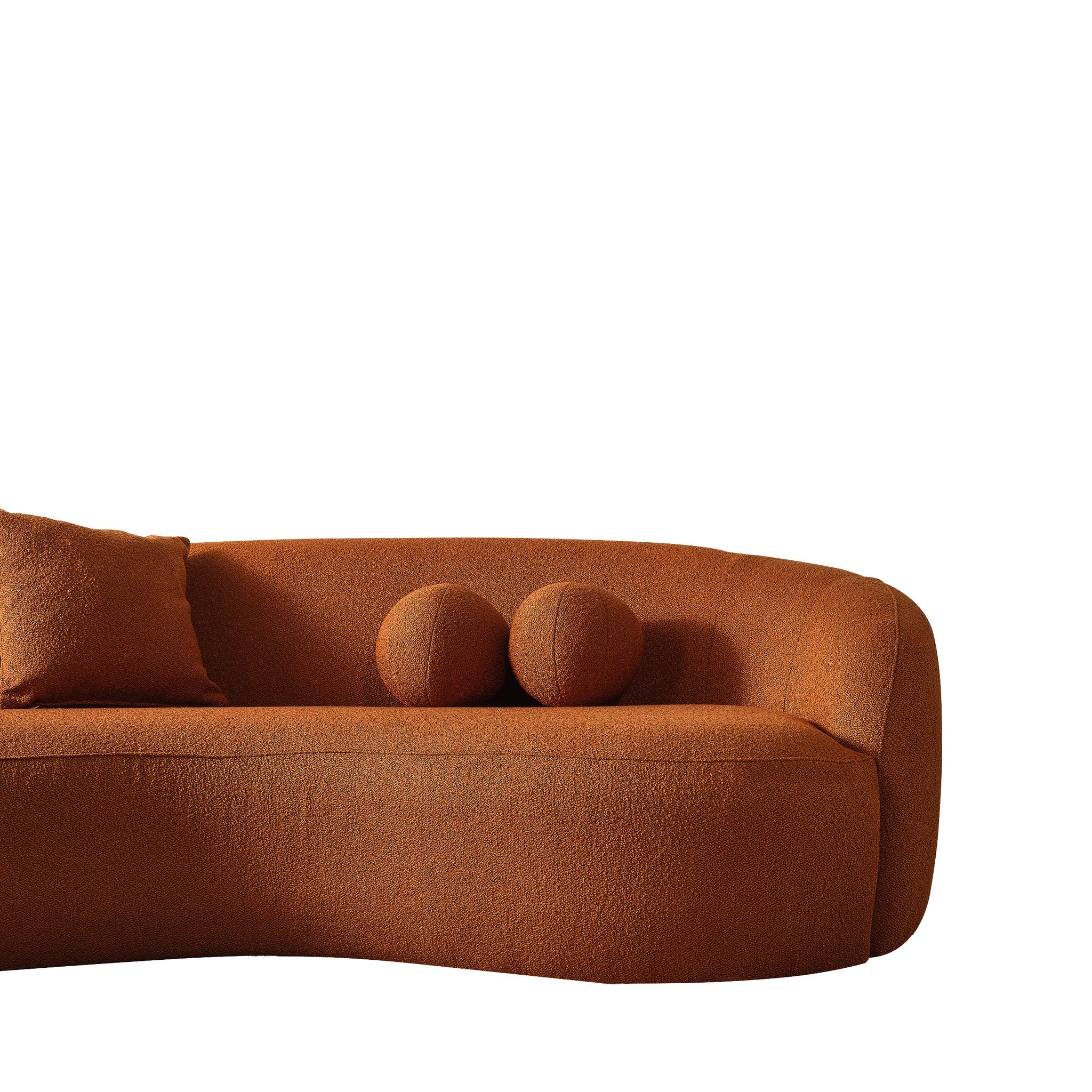 Drake Burnt Orange Japandi Style Curvy Boucle Sofa - Image 6