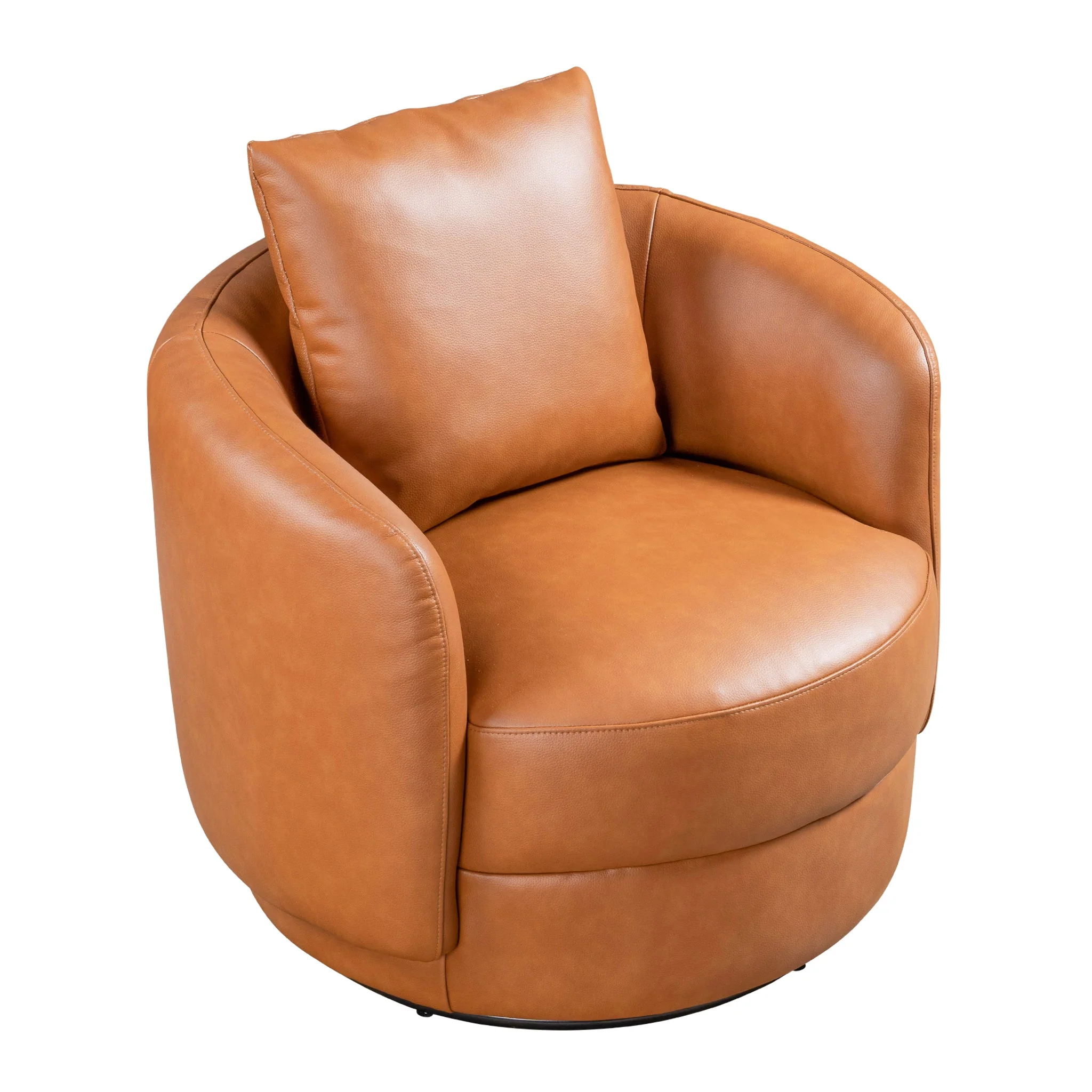 Dylan Cognac Leather Swivel Chair - Image 3