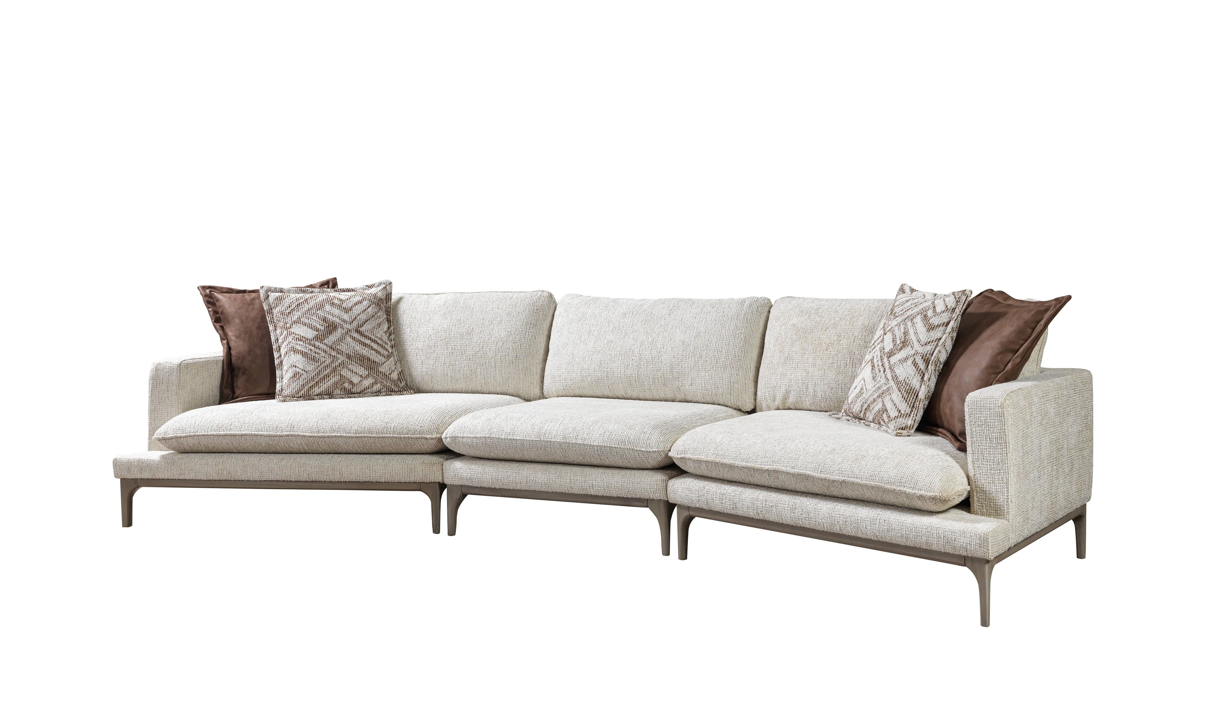 Dylan Ivory Linen 3-Piece Curved 126" Sectional with Ottoman - Image 11