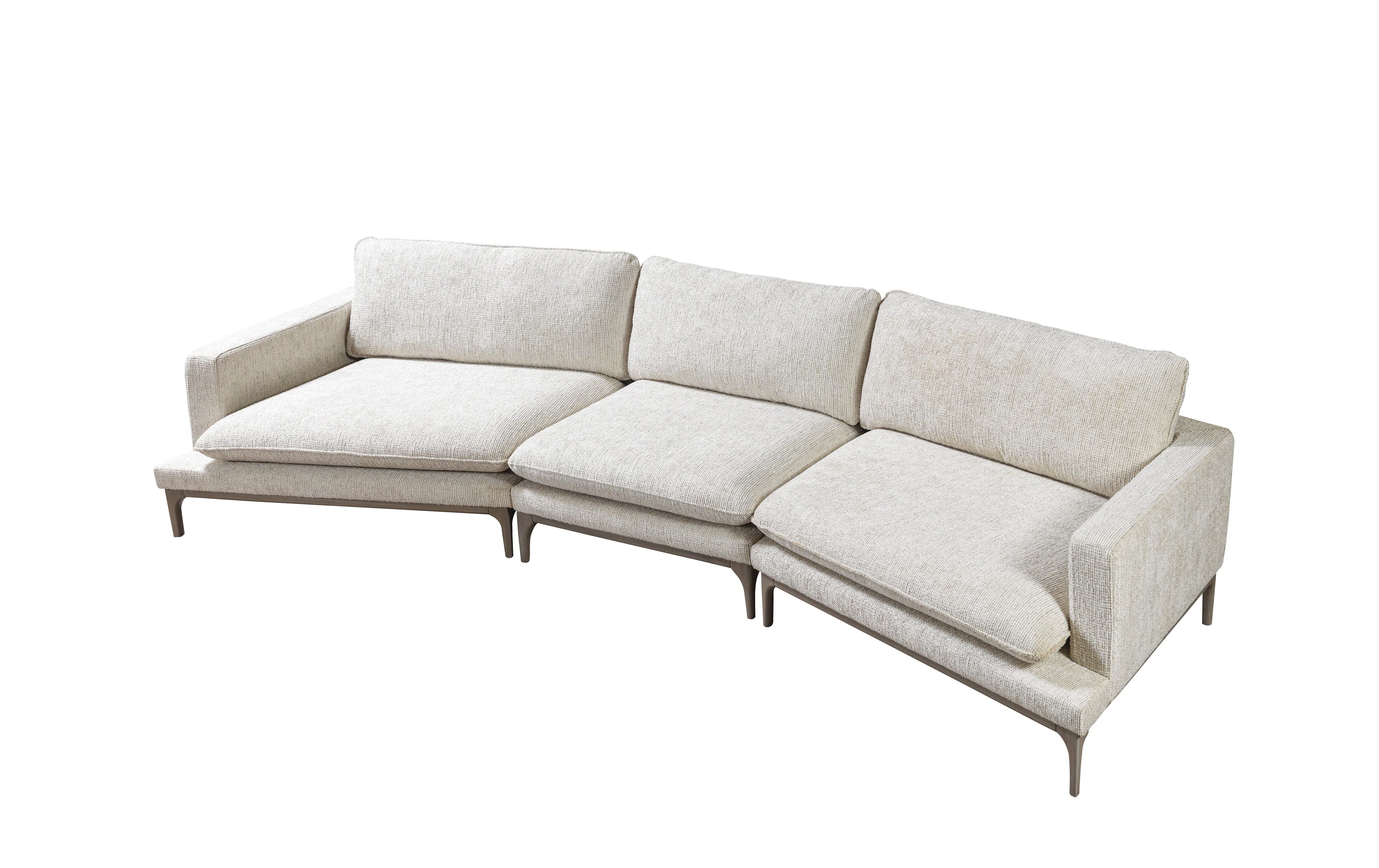Dylan Ivory Linen 3-Piece Curved 126" Sectional with Ottoman - Image 12