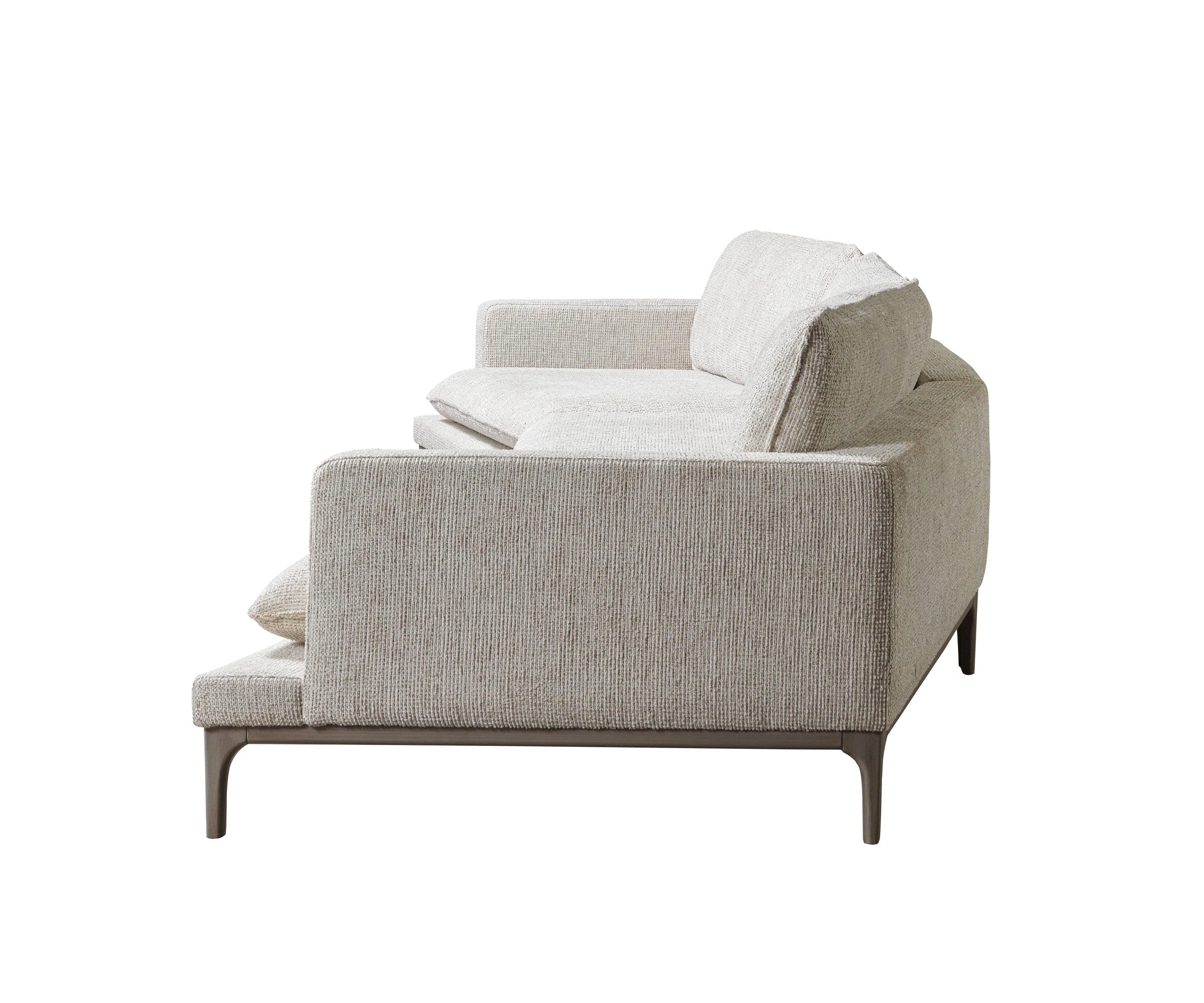 Dylan Ivory Linen 3-Piece Curved 126" Sectional with Ottoman - Image 14