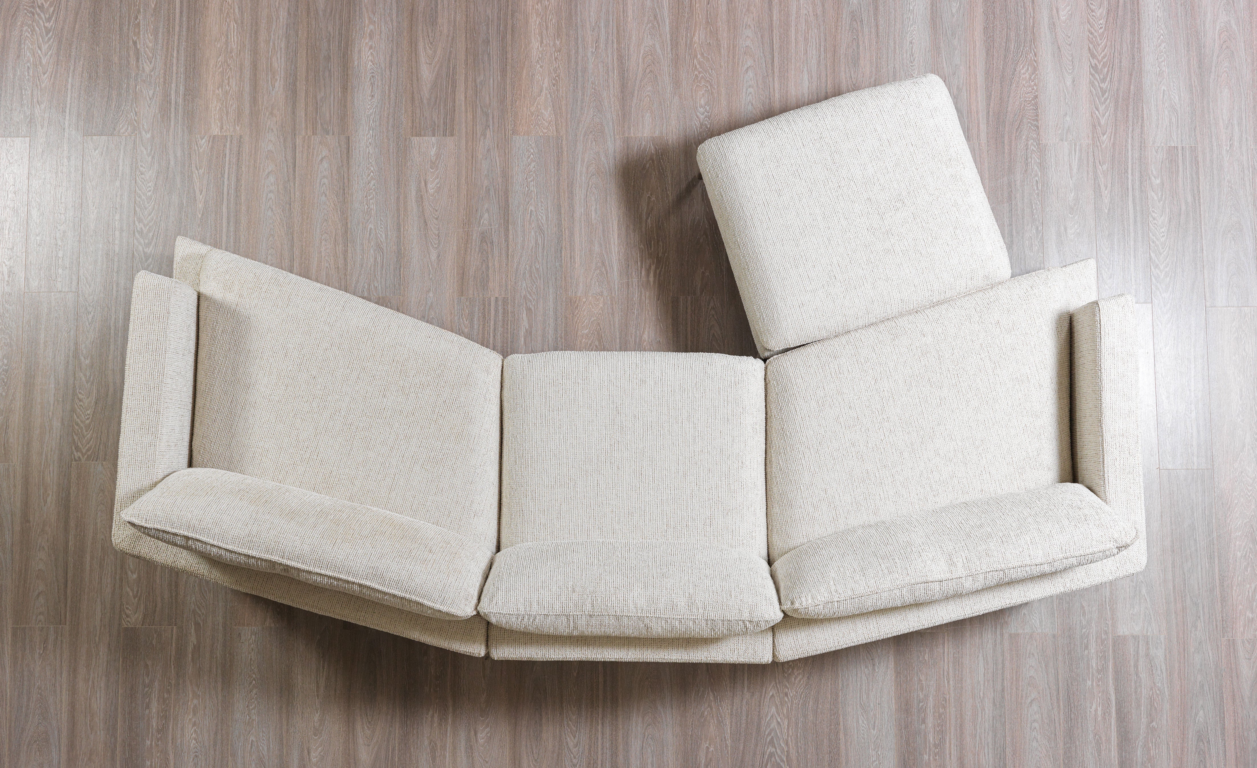 Dylan Ivory Linen 3-Piece Curved 126" Sectional with Ottoman - Image 16
