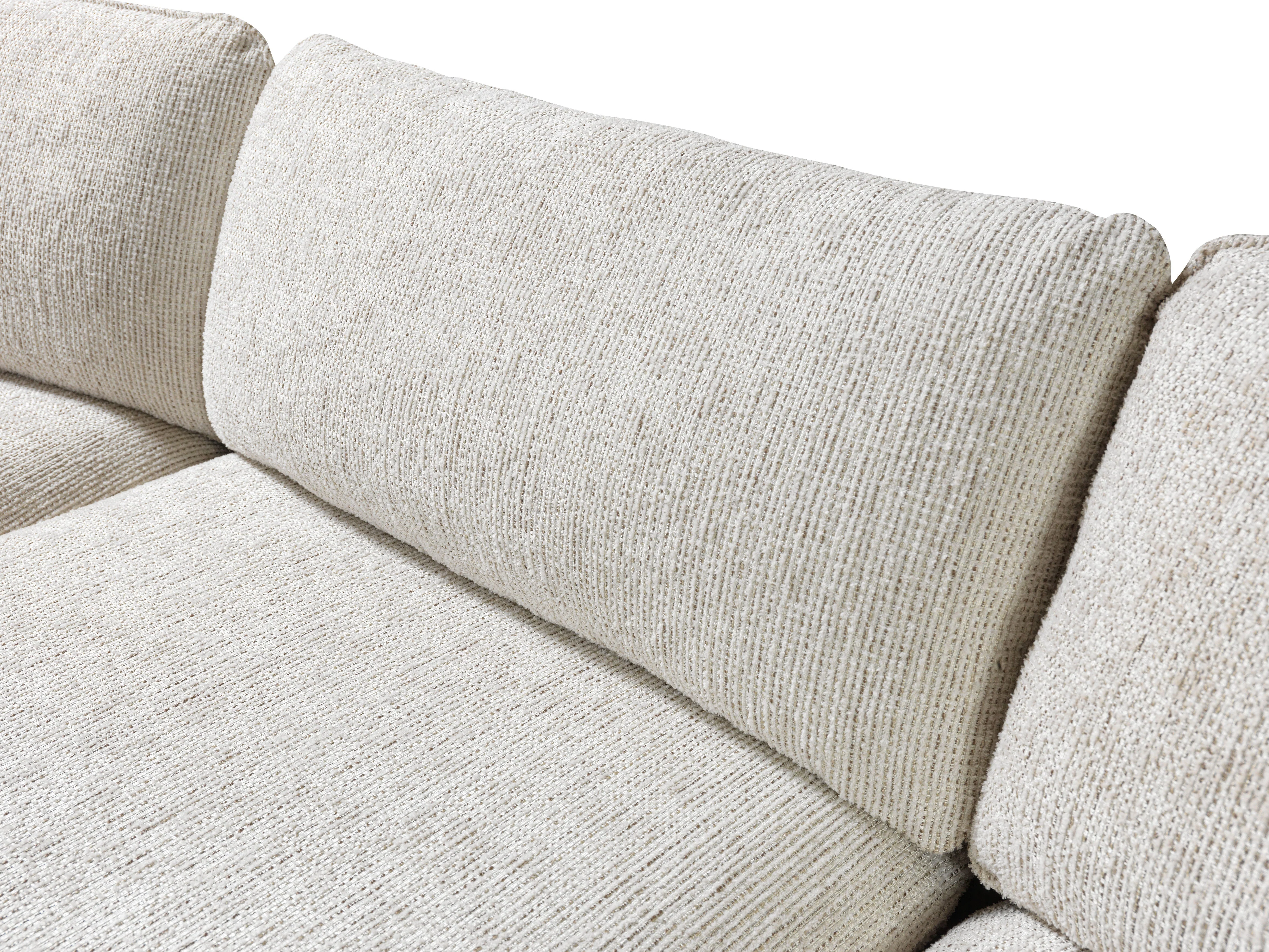 Dylan Ivory Linen 3-Piece Curved 126" Sectional with Ottoman - Image 9