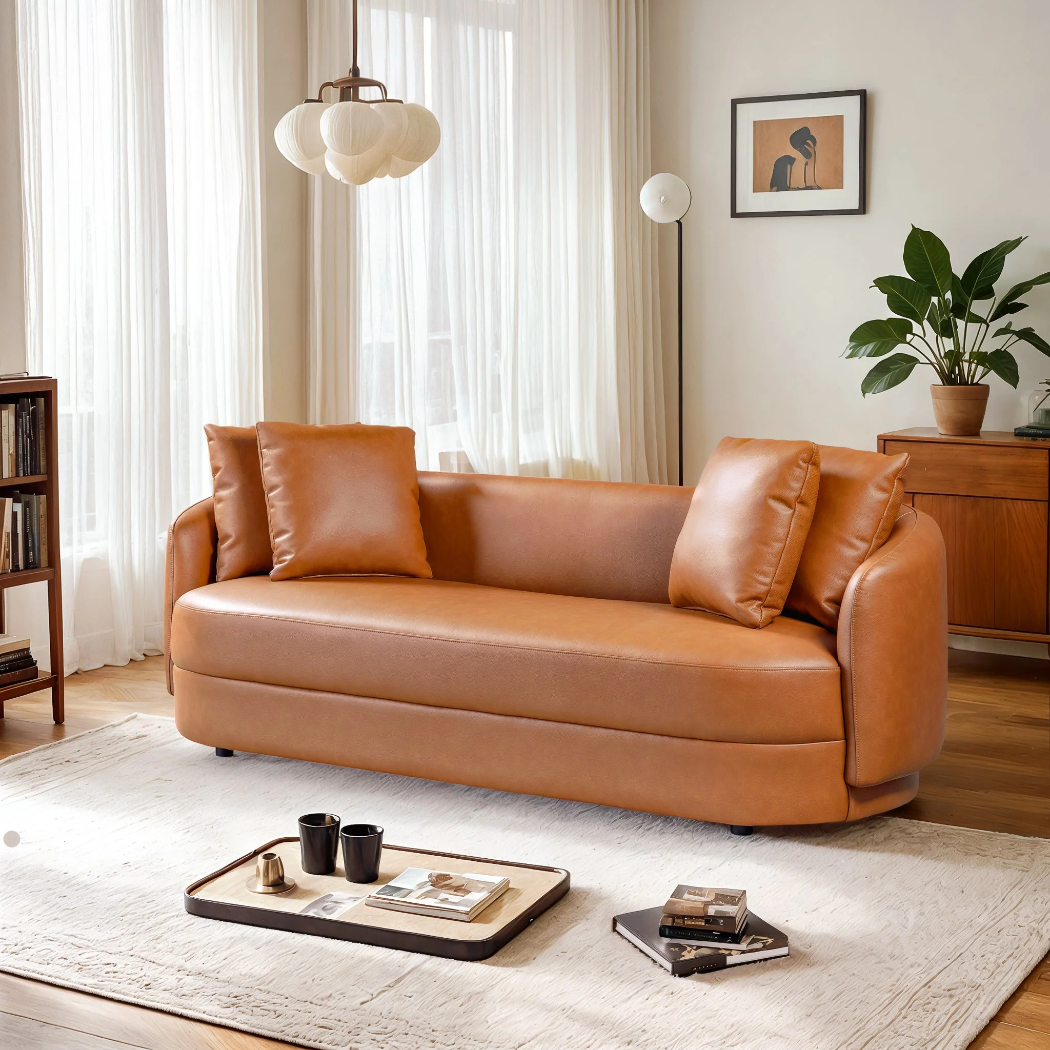 Dylan Modern Cognac Leather Sofa - Image 2