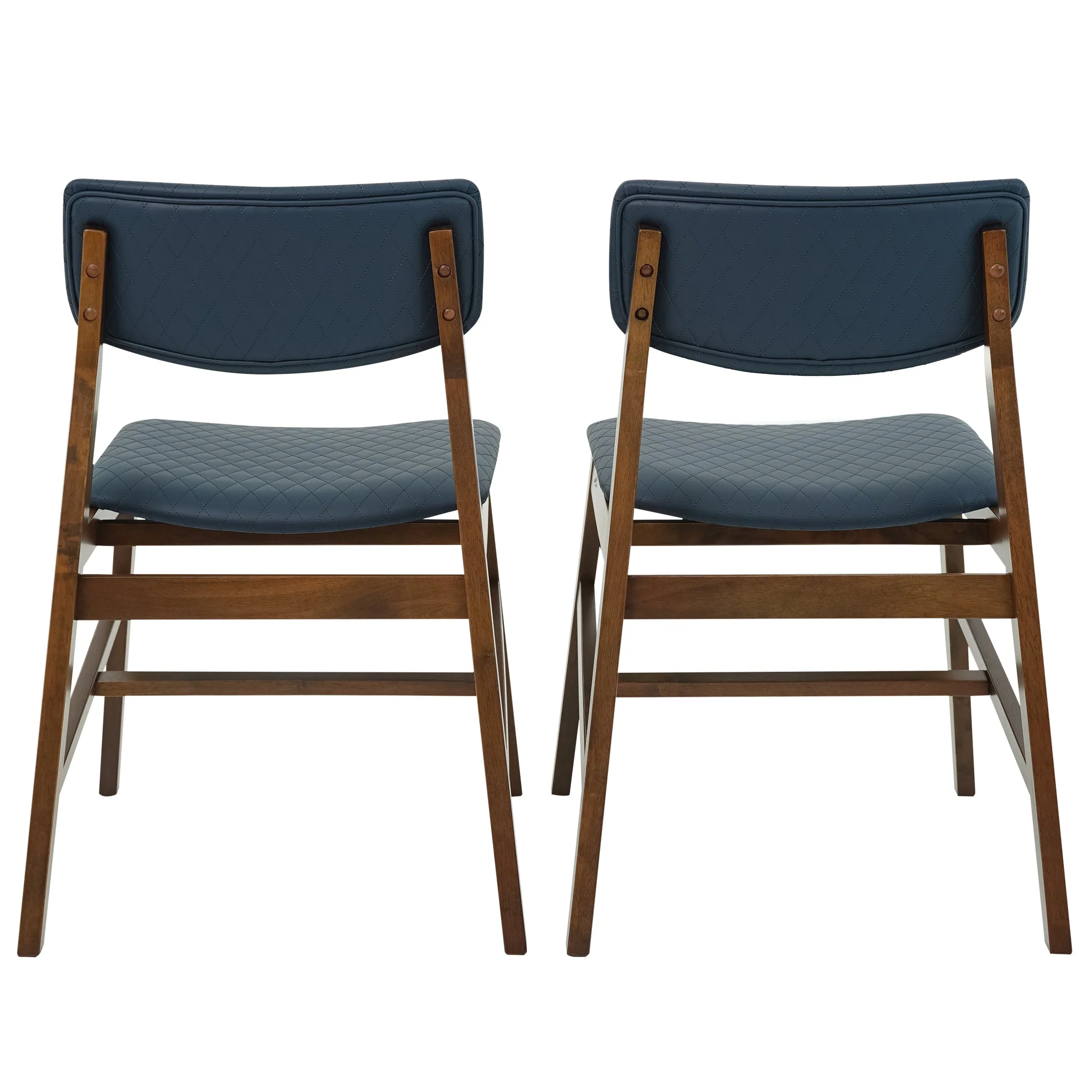 Edgehill Dining Chair Set of 4 - Navy Blue Vegan Leather - Image 5