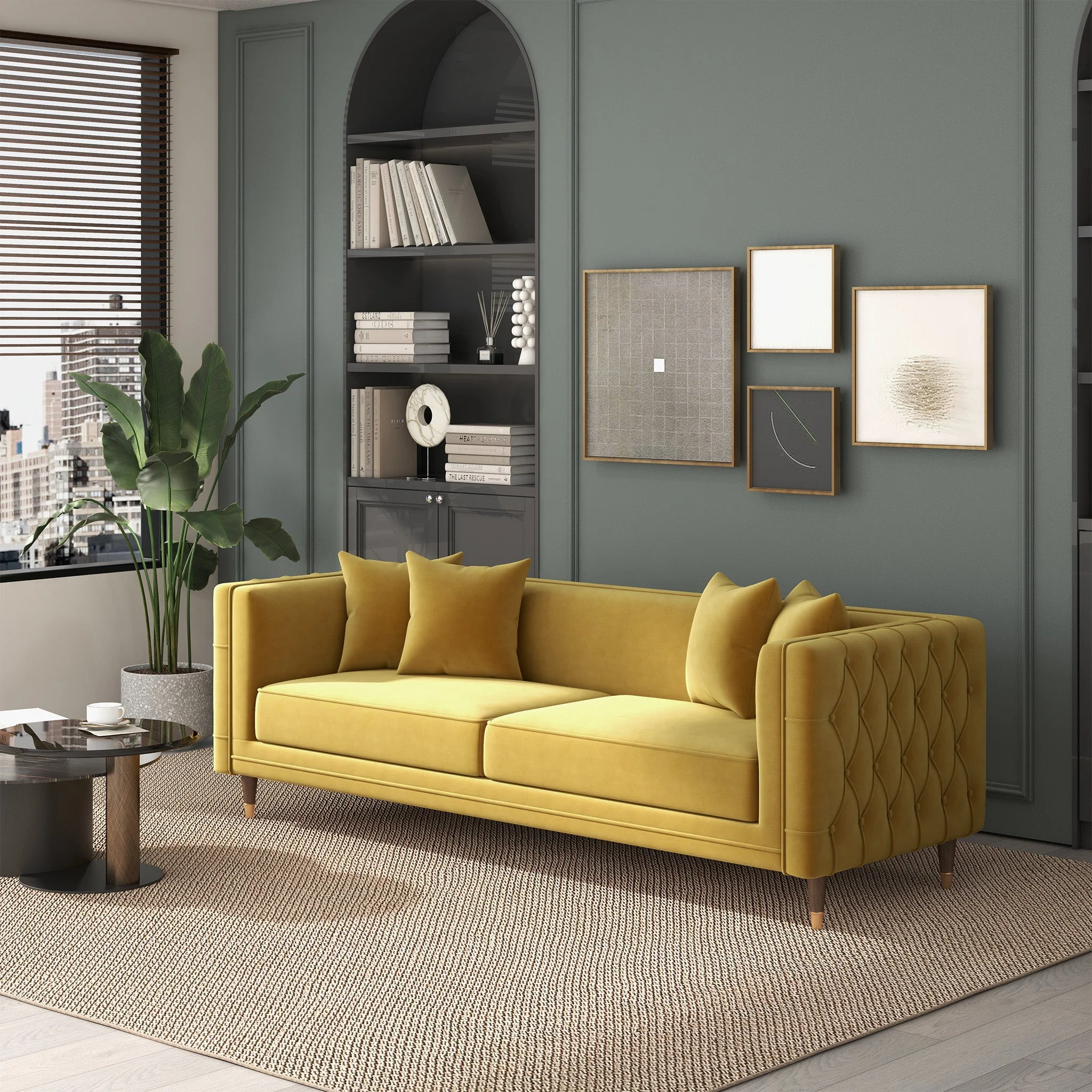Edward Sofa (Mustard Velvet) - Image 3