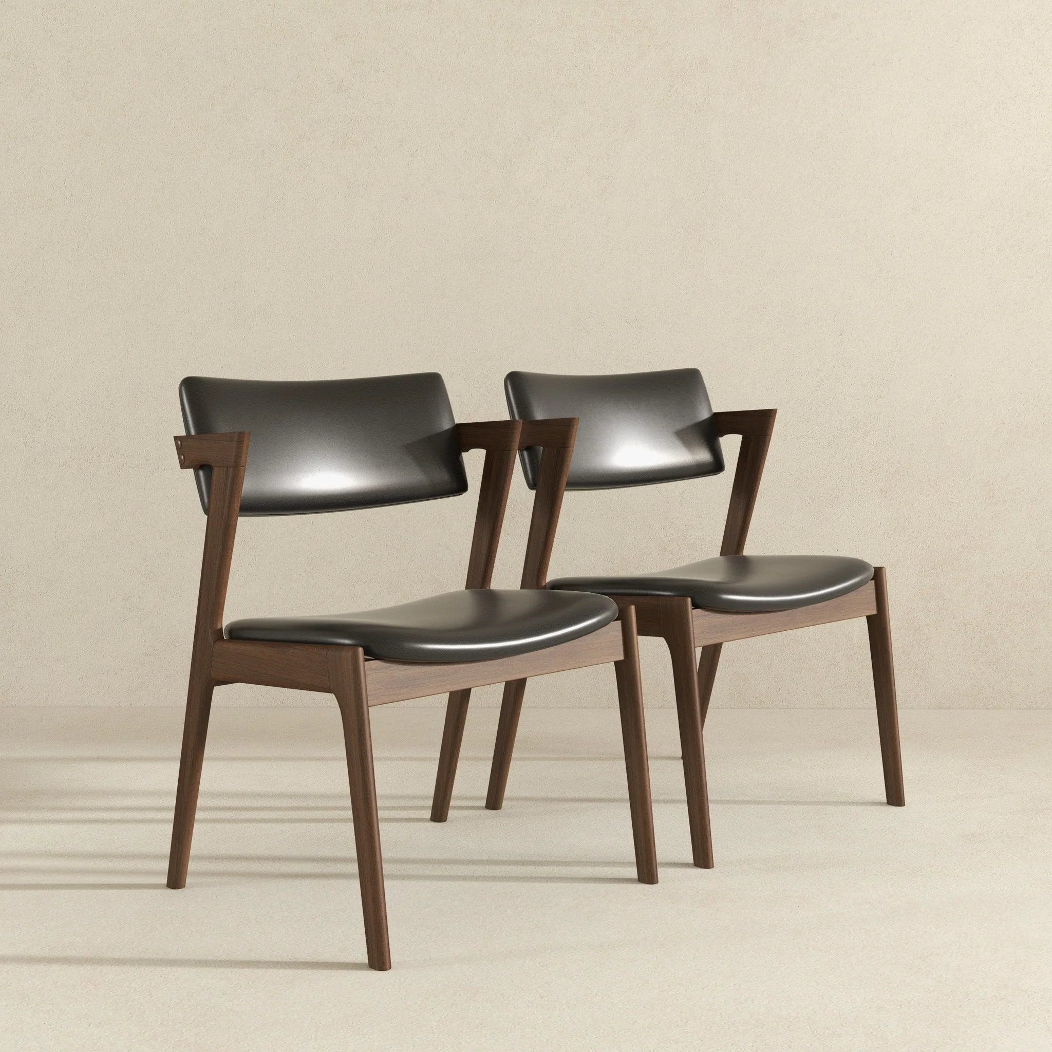 Edwin Mid Century Modern Black Vegan Leather Dining Chair (Set Of 2) - Image 4