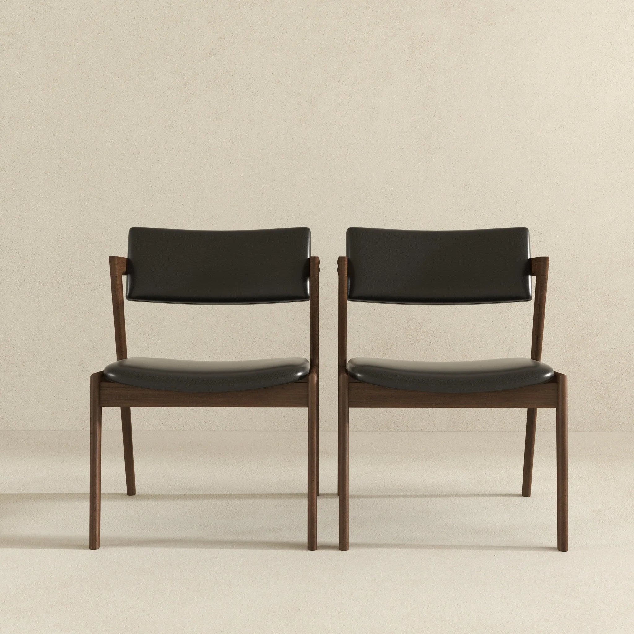 Edwin Mid Century Modern Black Vegan Leather Dining Chair (Set Of 2) - Image 7