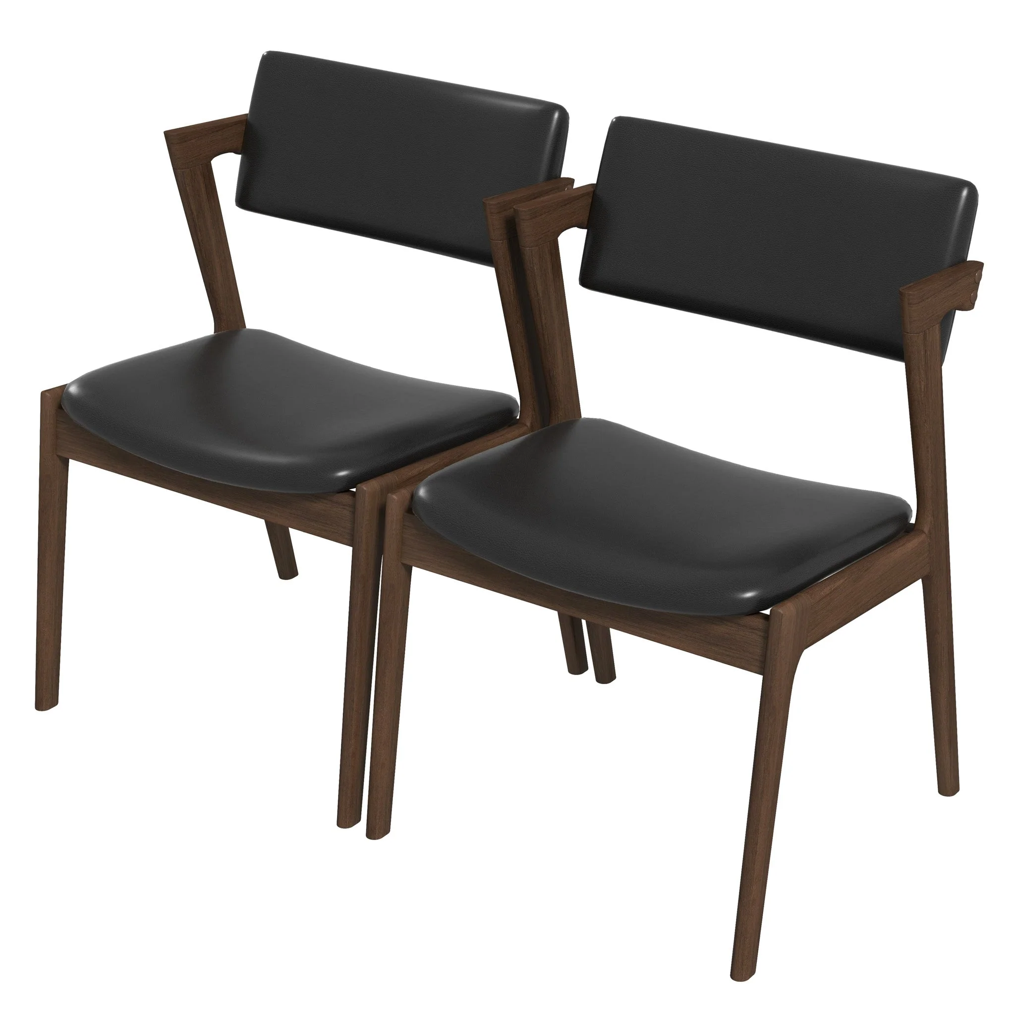 Edwin Mid Century Modern Black Vegan Leather Dining Chair (Set Of 2) - Image 8