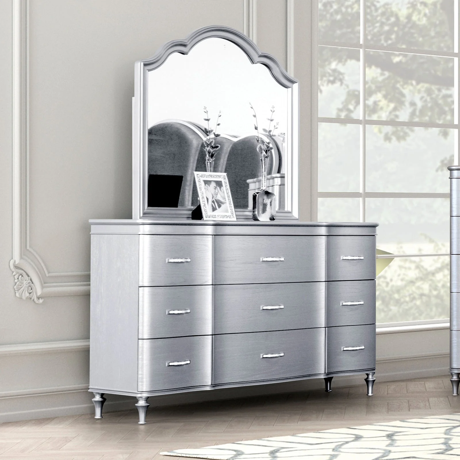 Eleanora Silver Queen 5 Piece Bedroom Set w/Chest - Image 6