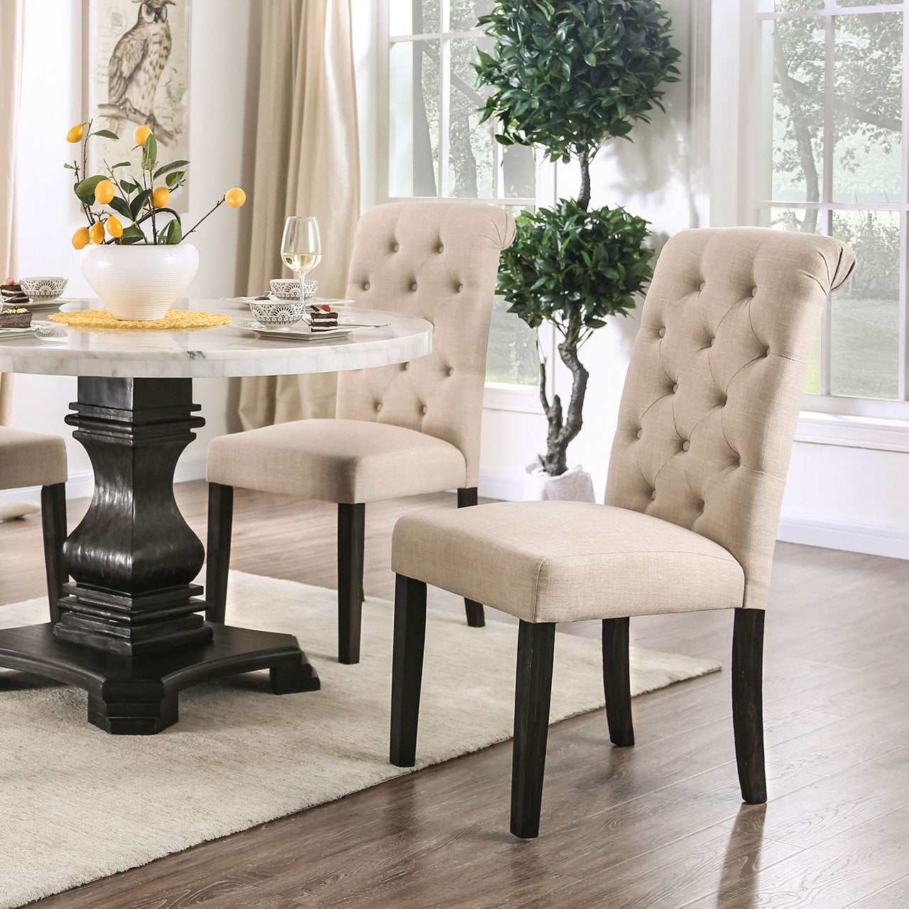 Elfredo Antique Black, & Ivory 5pc Dining Room Set - Image 6