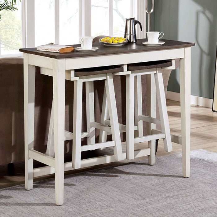 Elinor White & Espresso 3pc Counter Height Dining Set - Image 2