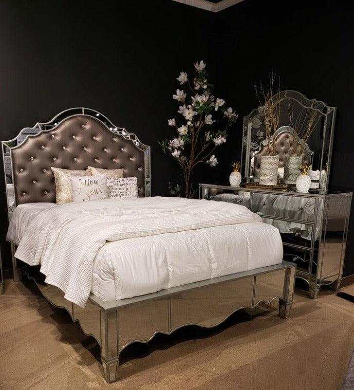 Eliora Silver & Mirrored Queen Bed - Image 8