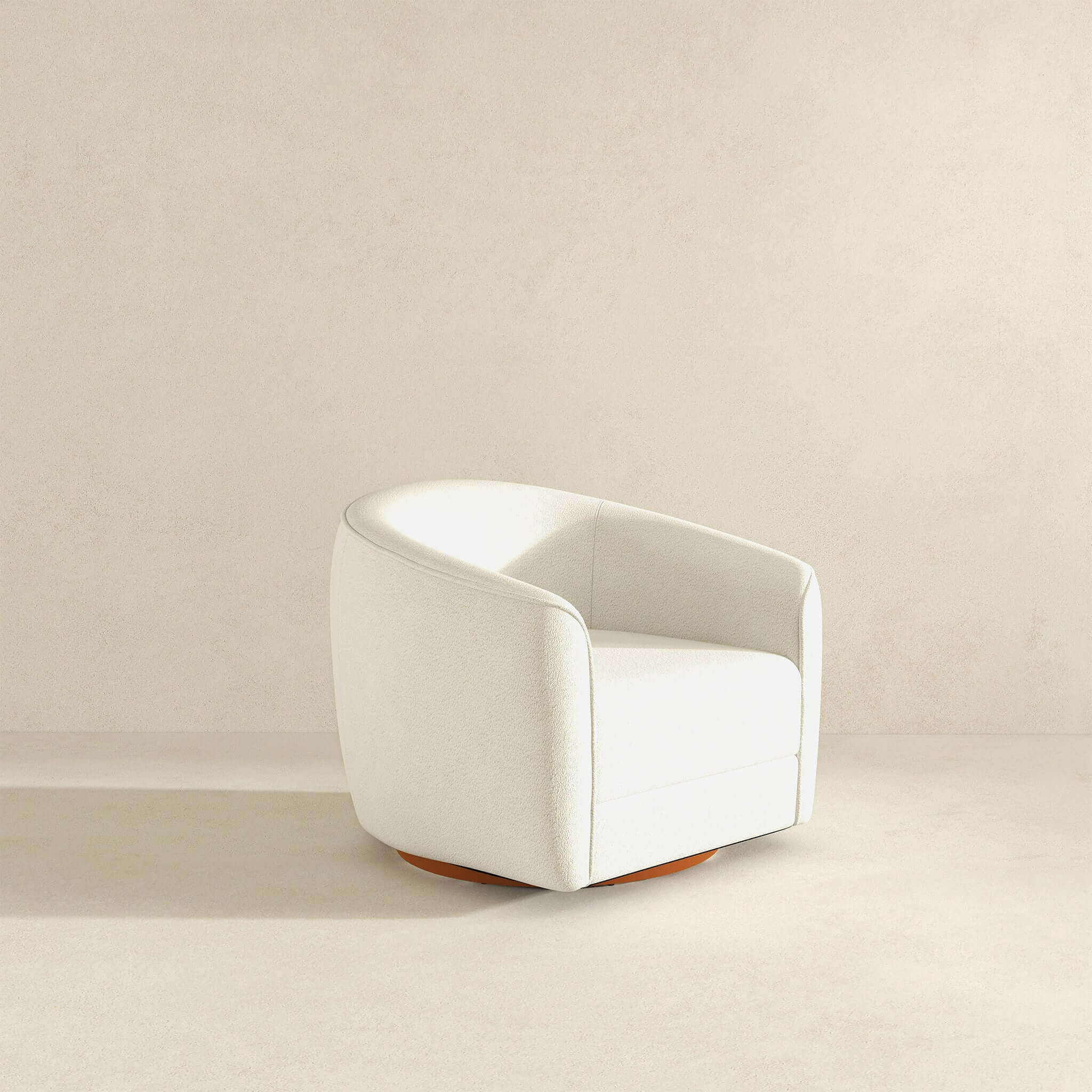 Elise Mid Century Modern Beige Boucle Swivel Chair - Image 6