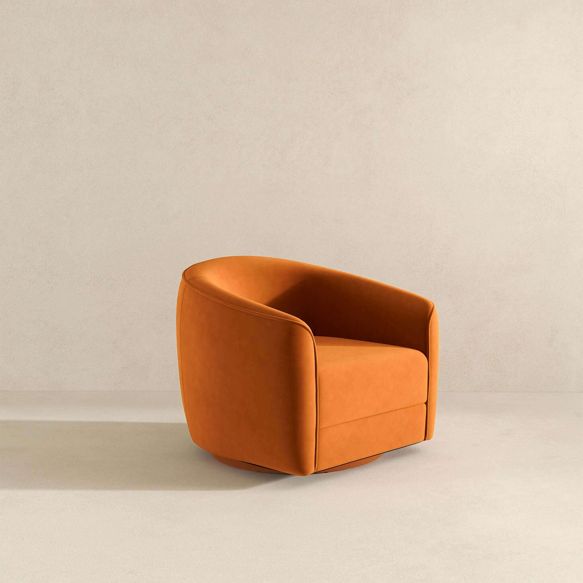 Elise Mid Century Modern Burnt Orange Velvet Swivel Chair - Image 6