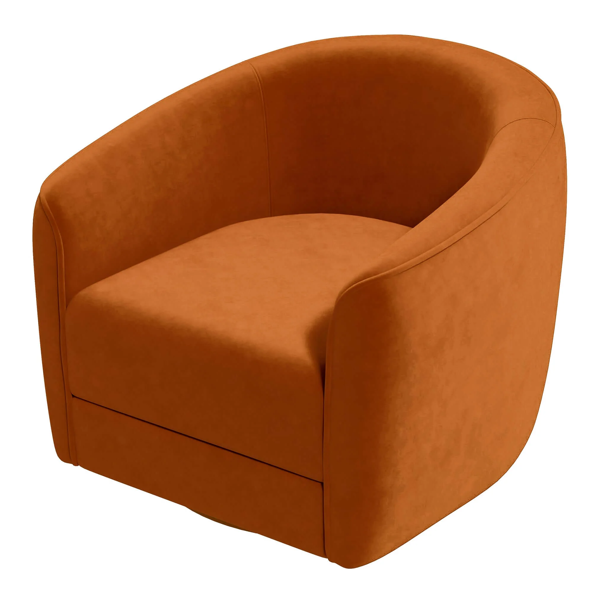 Elise Mid Century Modern Burnt Orange Velvet Swivel Chair - Image 7