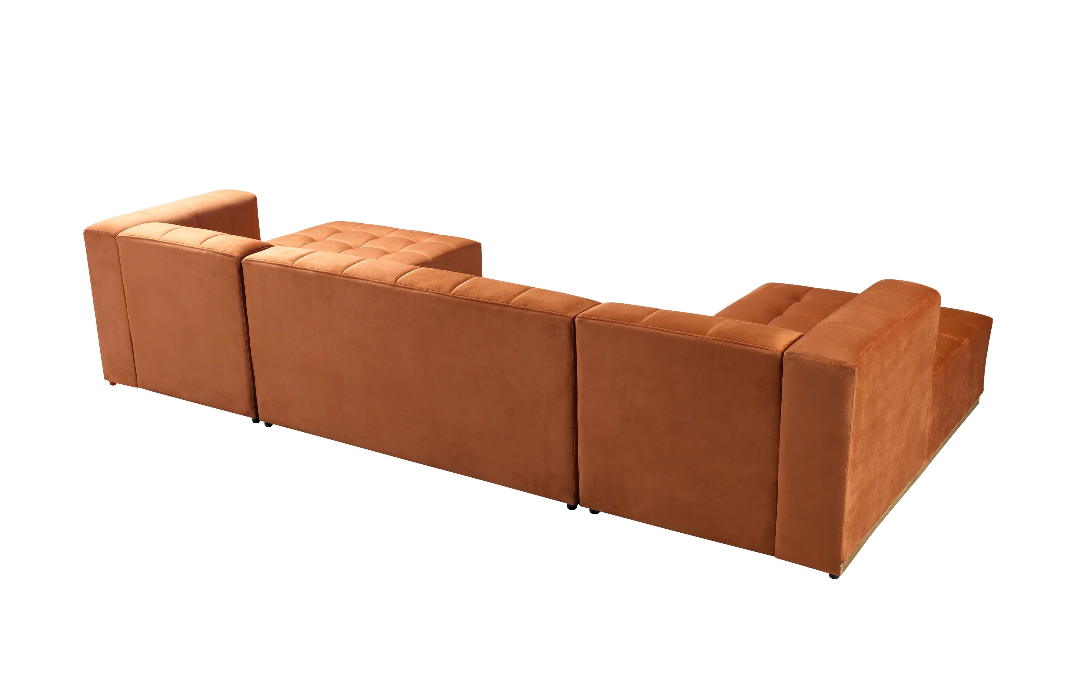Elisha Orange Velvet Double Chaise 140" Sectional - Image 12