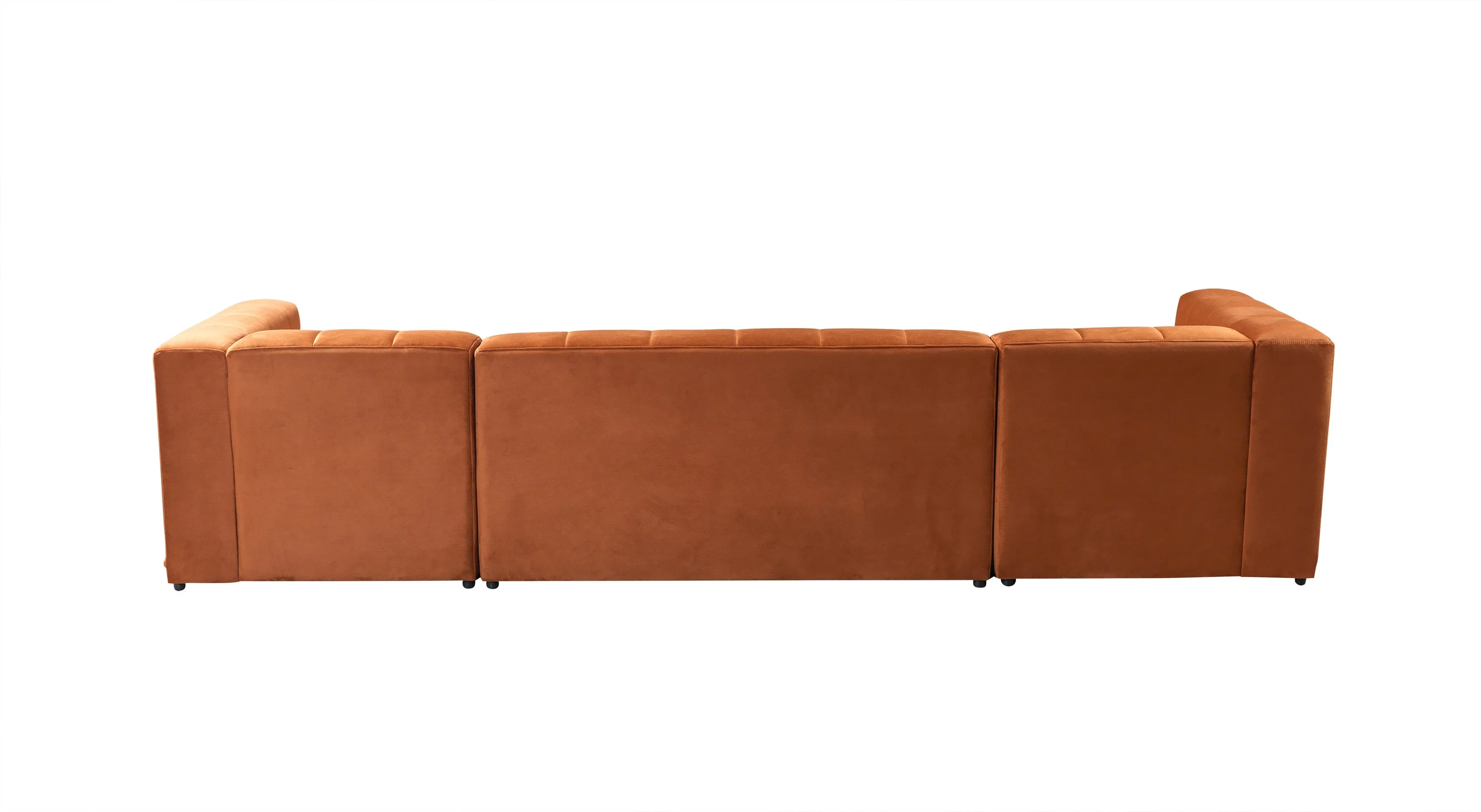 Elisha Orange Velvet Double Chaise 140" Sectional - Image 13