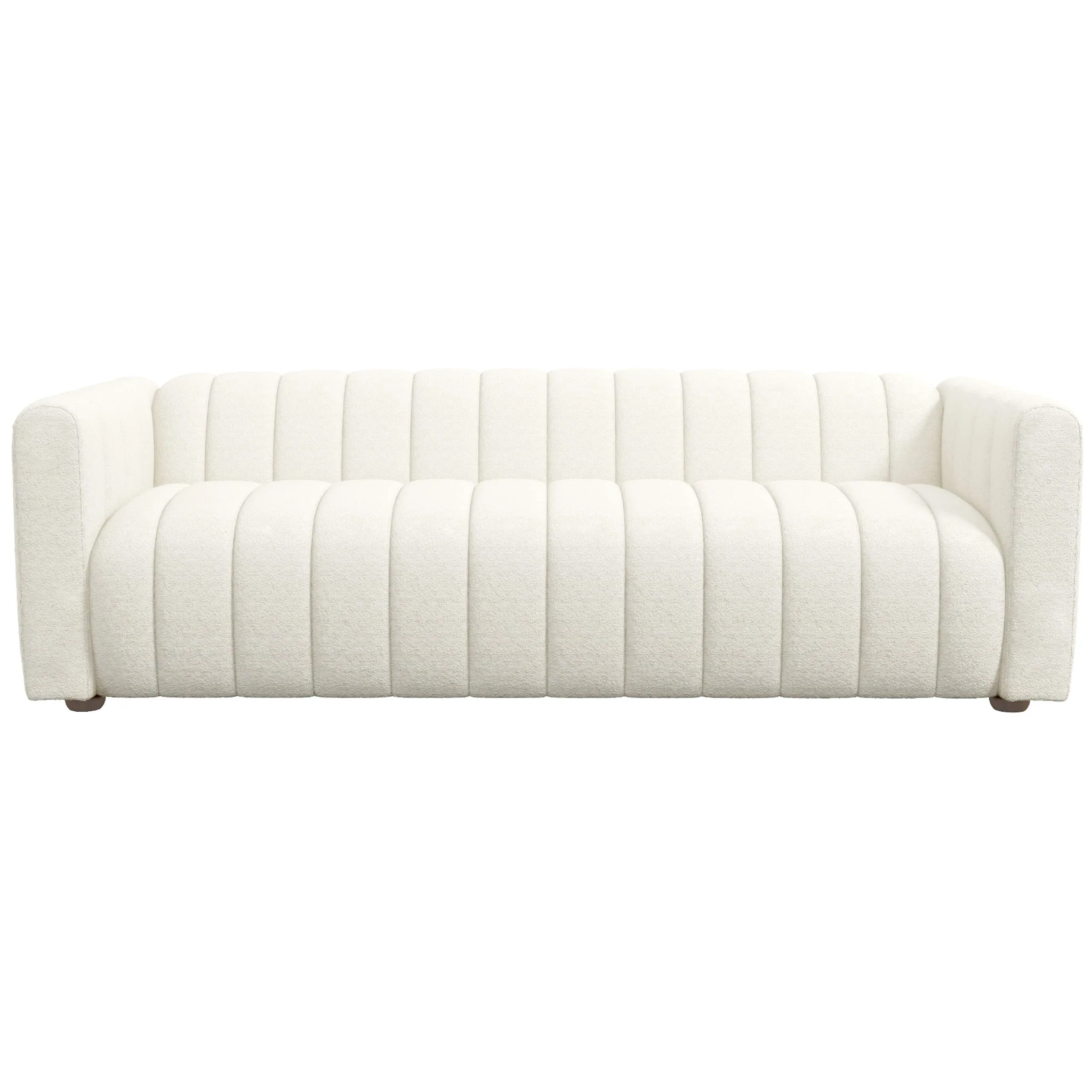 Elrosa Channel Tufted Beige Boucle Sofa - Image 6