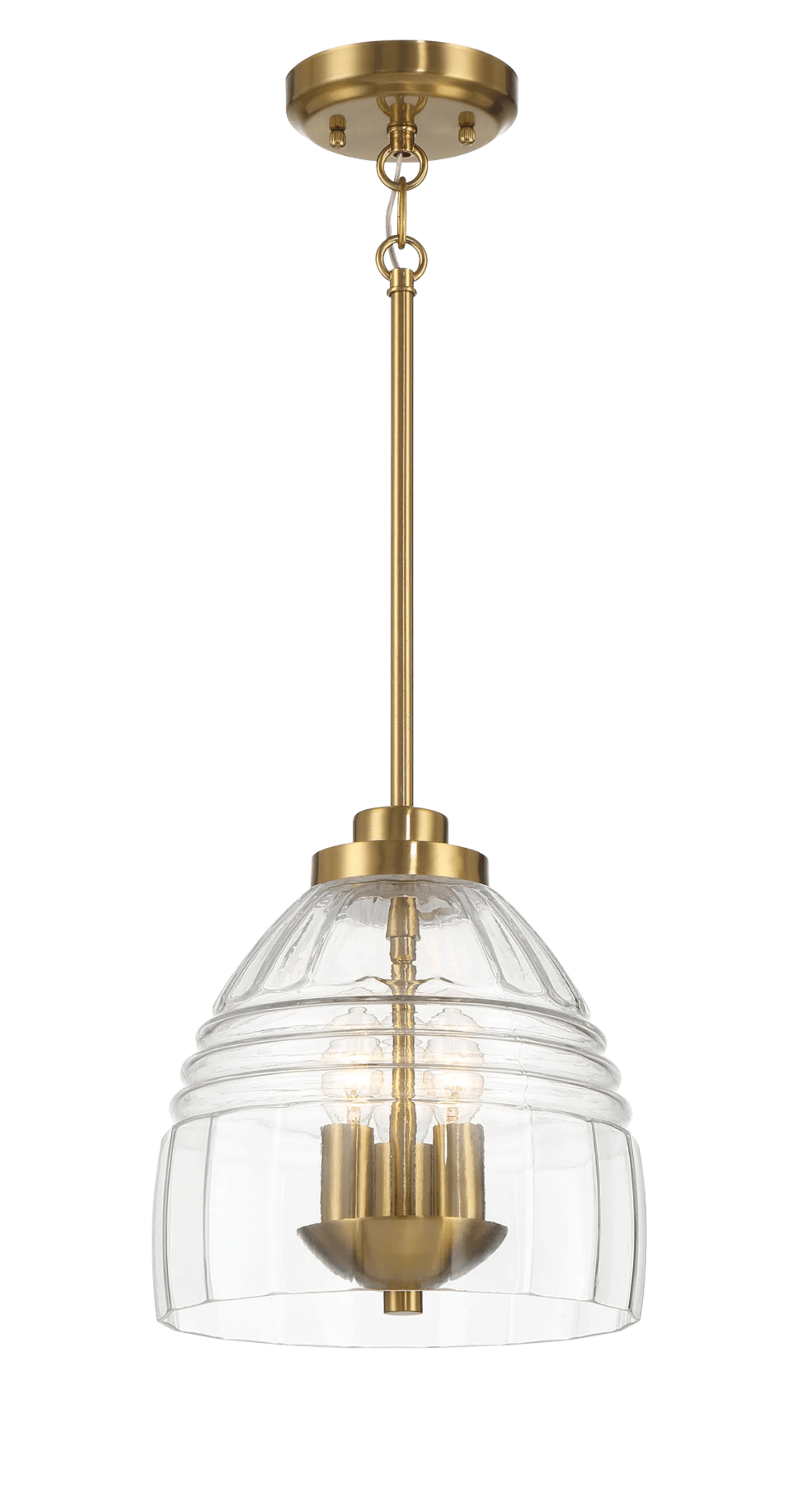 Ember Three Candle Lights Chain Pendant With Clear Glass - Satin Brass - Image 2